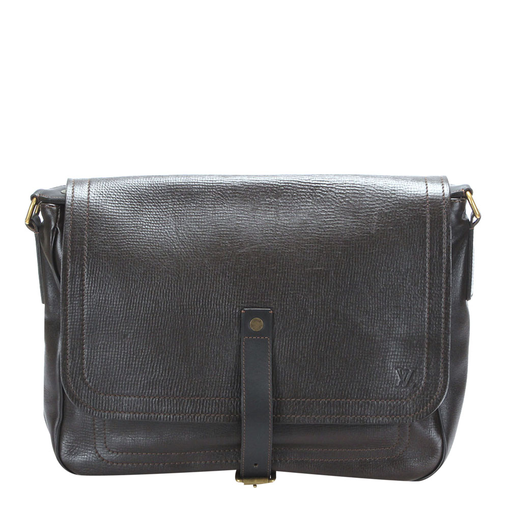 Louis Vuitton Brown Leather Utah Omaha Messenger Bag