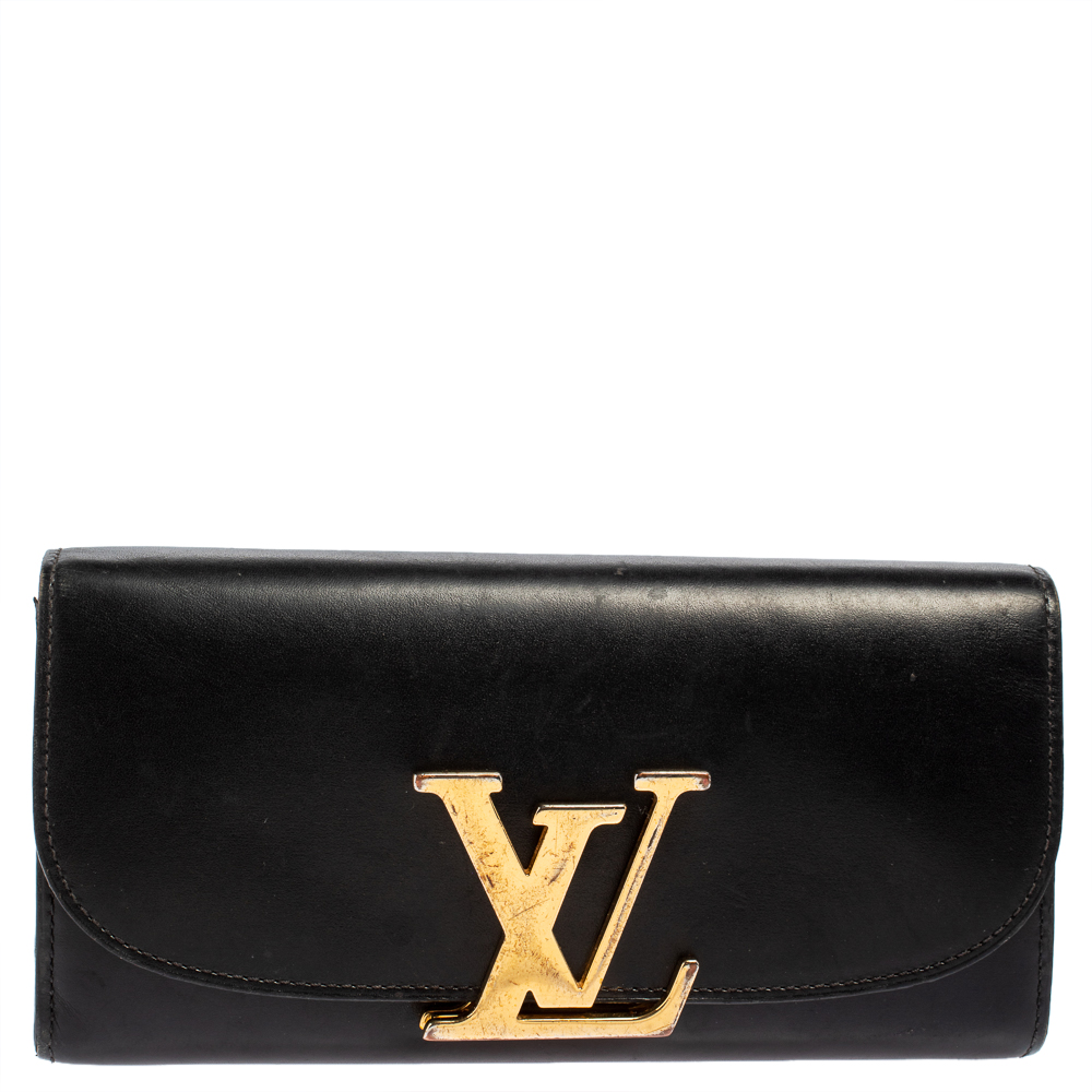 Louis Vuitton Black Veau Racine Leather Vivienne LV Long Wallet