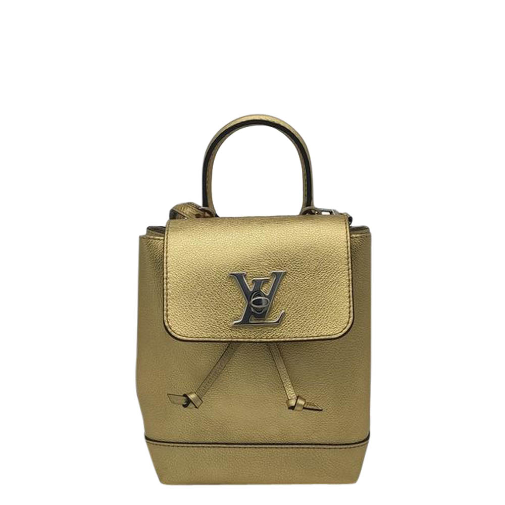 Louis Vuitton Gold Leather Mini Lock Me Backpack