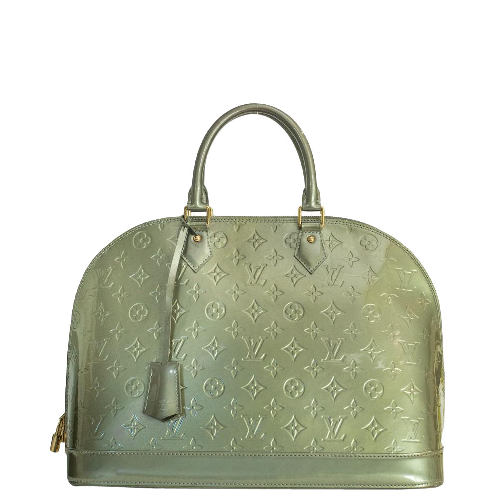 Louis Vuitton Khaki Vernis Patent Leather Alma Bag