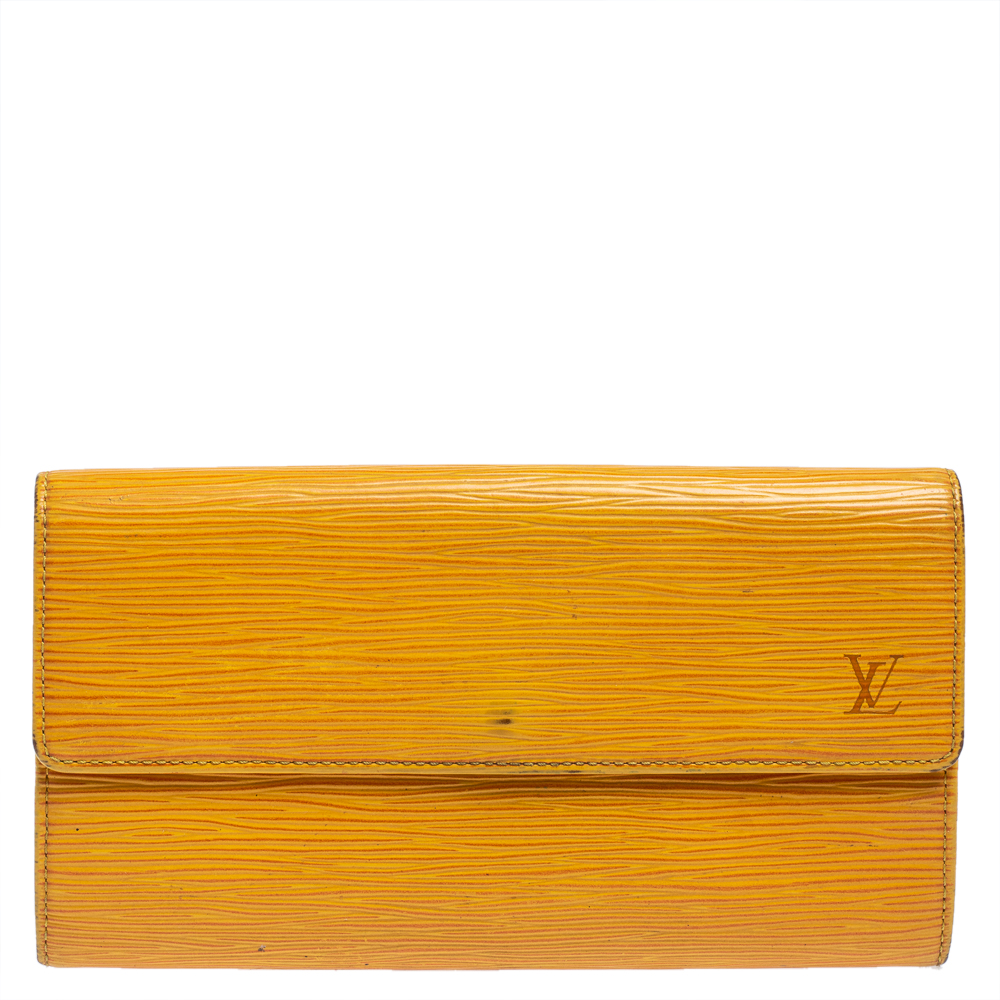 Louis vuitton tassel yellow epi leather porte tresor international wallet