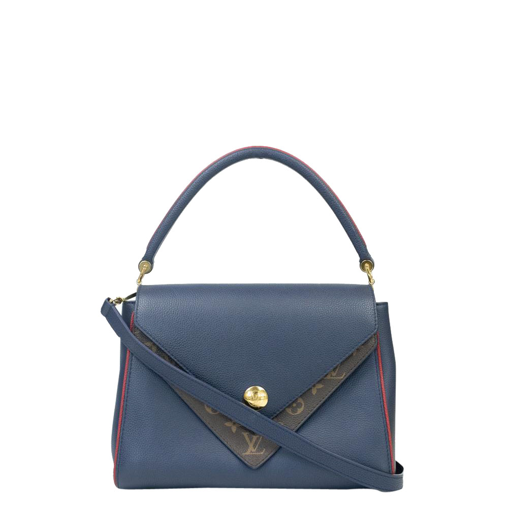 Louis Vuitton Blue Leather Double V Top Handle Bag