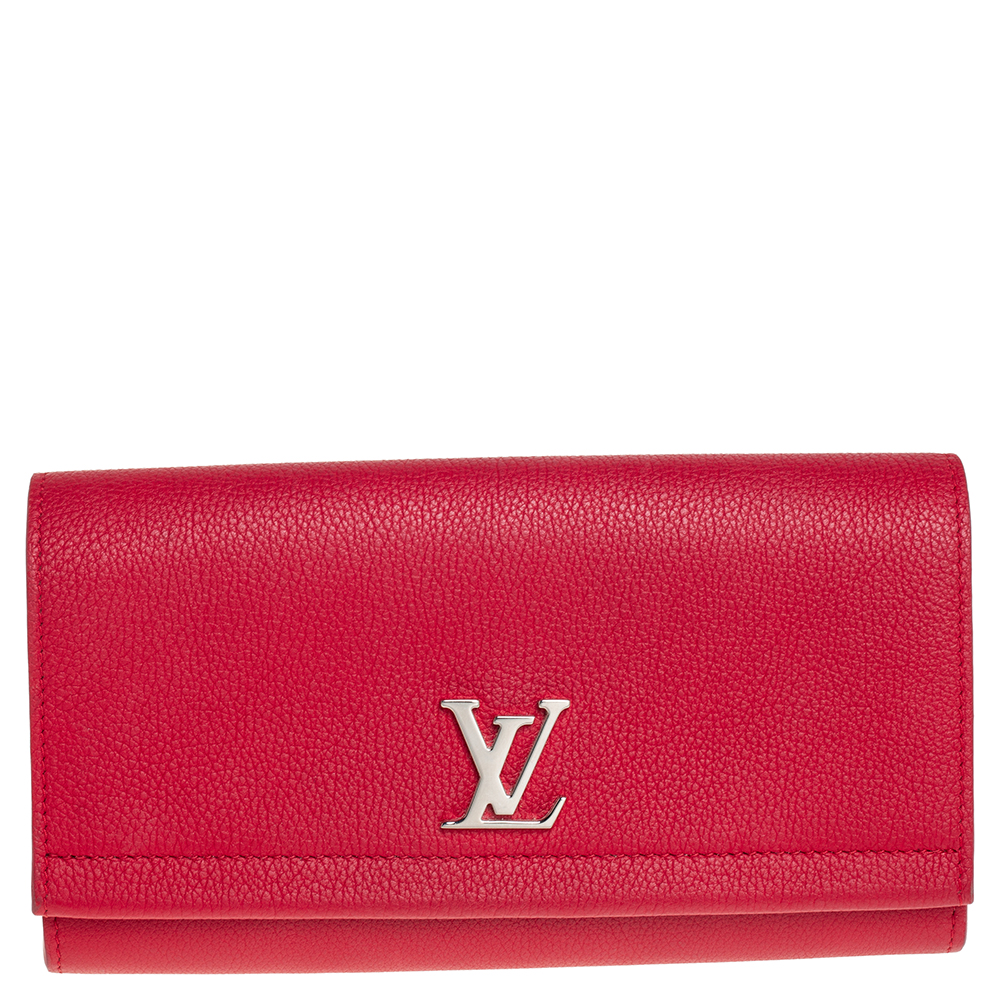 Louis Vuitton Red Taurillon Leather Lock Me ll Wallet