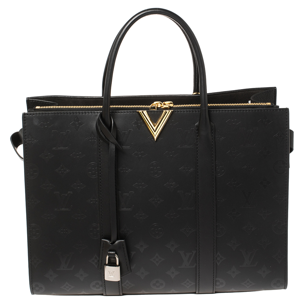 Louis Vuitton Black Cuir Plume Monogram Leather Very GM Bag