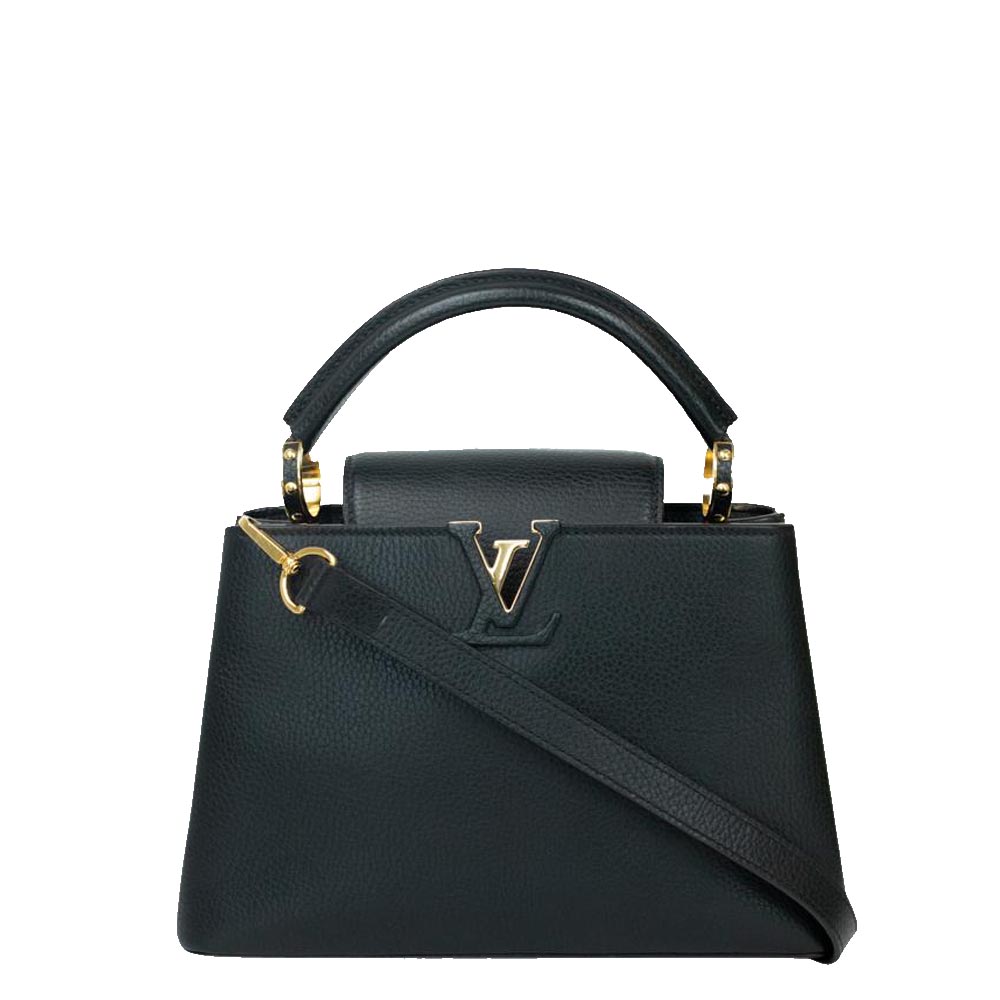 Louis Vuitton Black Leather Capucines Top Handle Bag