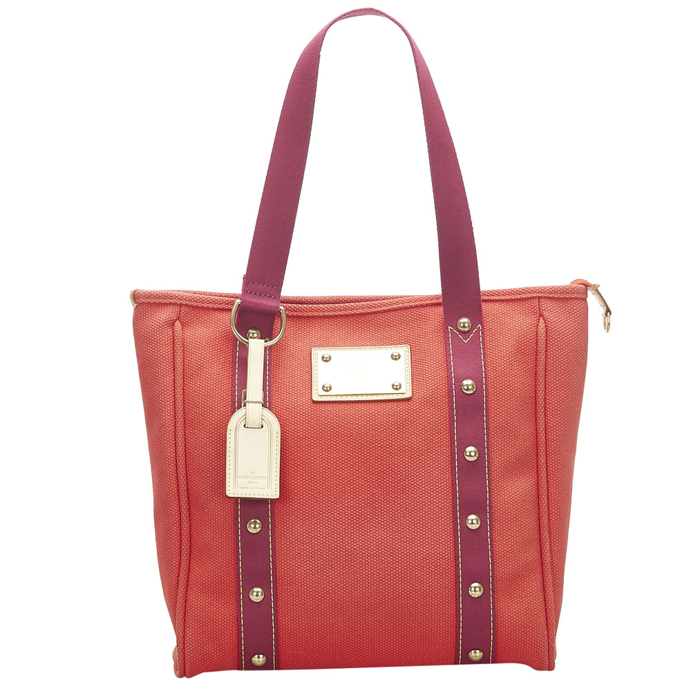 Louis Vuitton Red Antigua Cabas MM Shoulder Bag