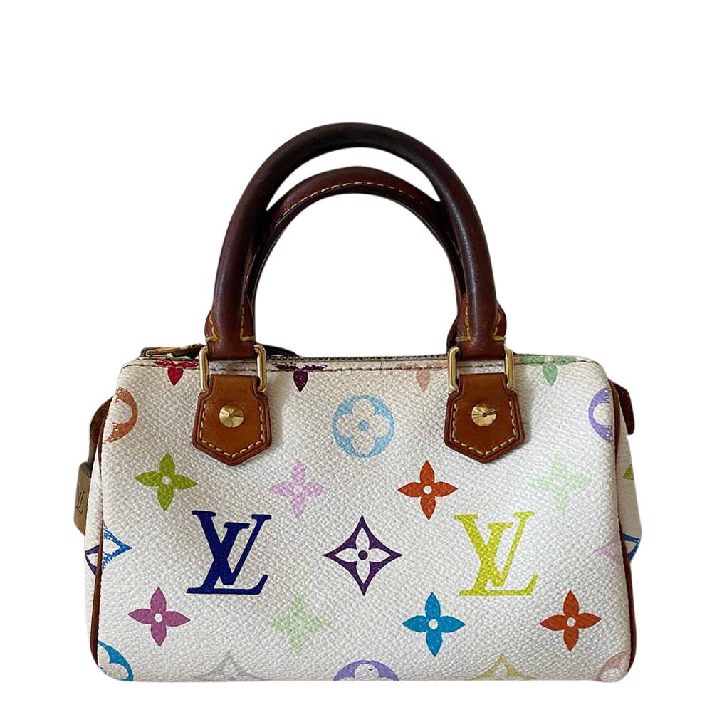 Louis vuitton white monogram multicolor canvas mini speedy hl bag