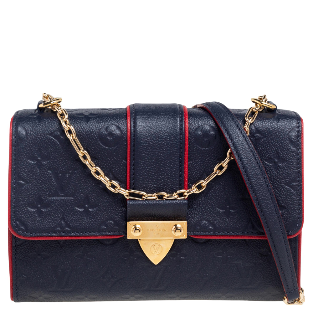 Louis Vuitton Marine Rouge Monogram Empreinte Leather Saint Sulpice PM Bag with Wallet