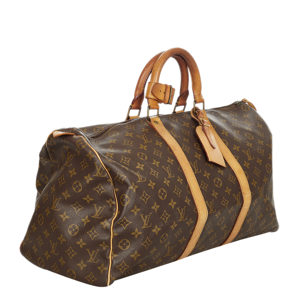 Louis Vuitton Monogram Canvas Keepall 50 Bag, Brown 
Louis Vuitton Monogram Canvas Keepall 50 Bag, Brown