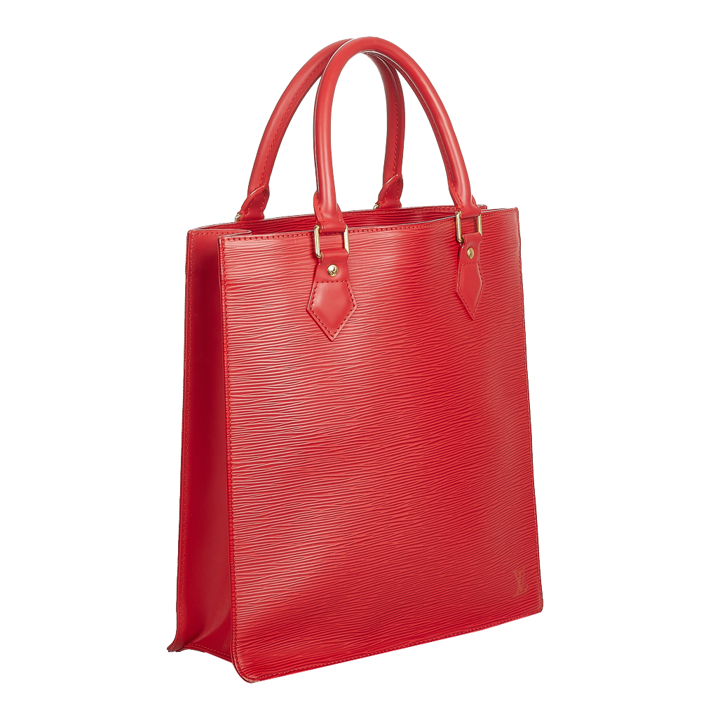 

Louis Vuitton Red Epi Leather Sac Plat PM Tote Bag