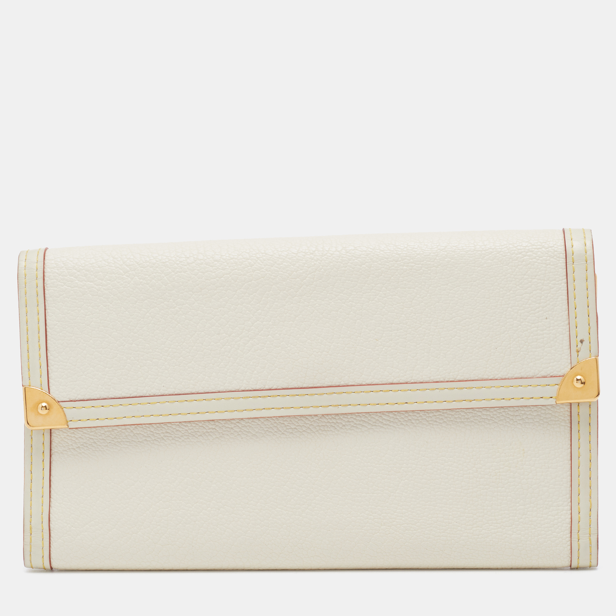 Louis vuitton white leather porte tresor international trifold wallet