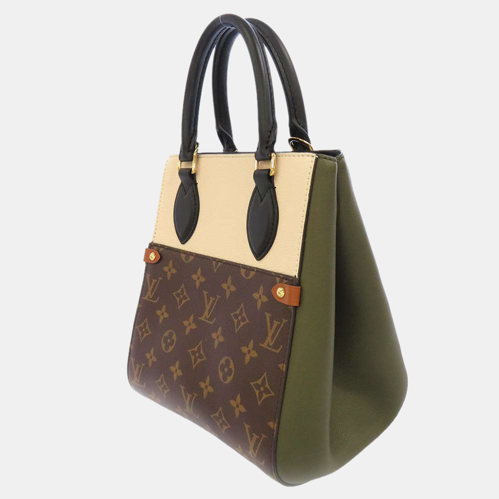 

Louis Vuitton Brown/White Monogram Leather Fold PM Tote Bag