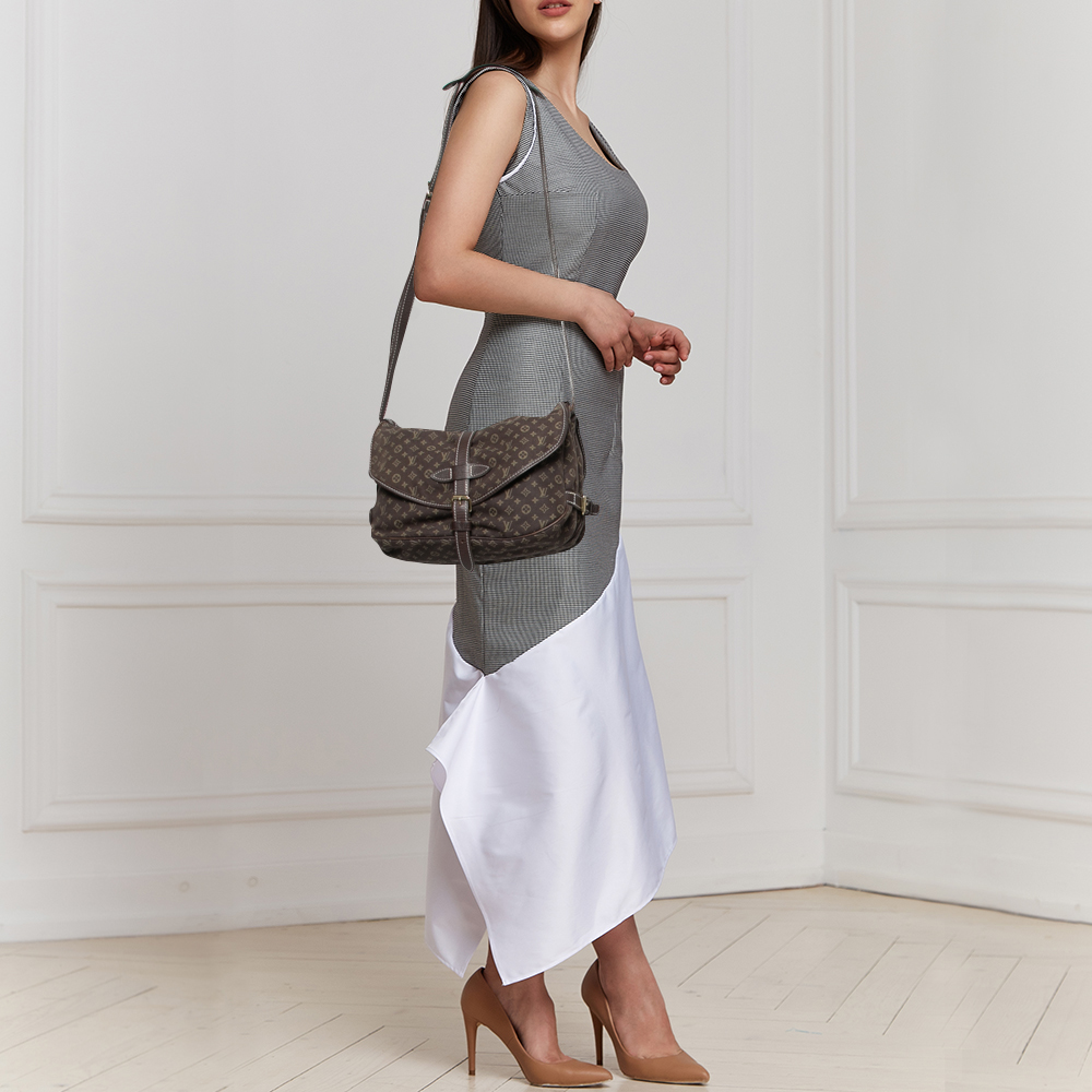 

Louis Vuitton Fusain Monogram Mini Lin Saumur Shoulder Bag, Brown