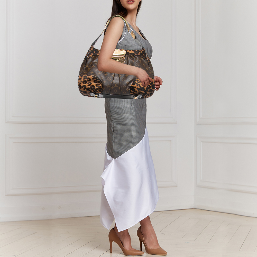 

Louis Vuitton Monogram Canvas/Karung and Leopard Print Calfhair Limited Edition Polly Bag, Brown