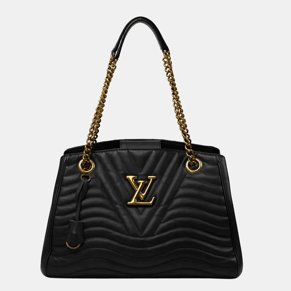 LOUIS VUITTON Cabas Wave Shoulder Bag In Black Leather