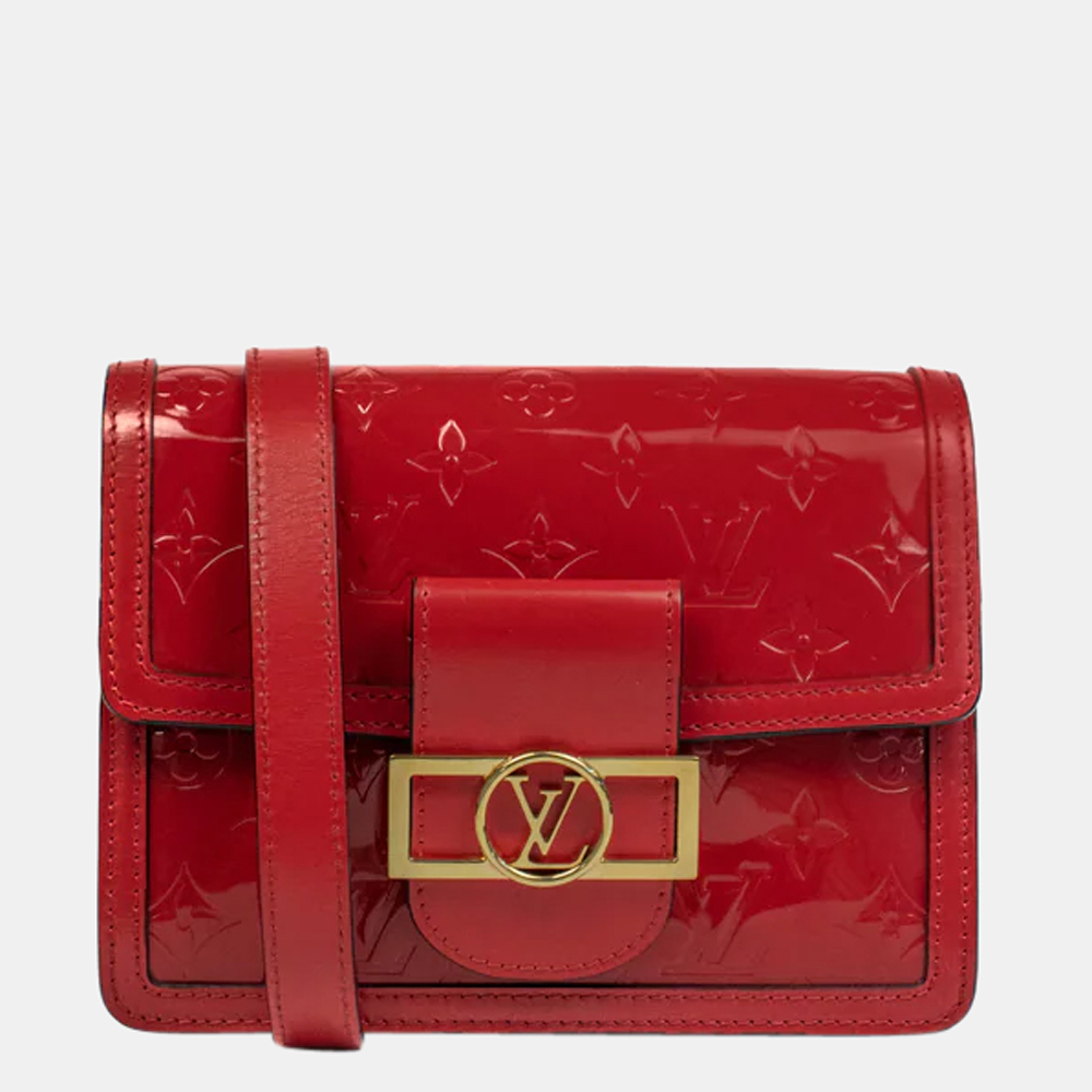 LOUIS VUITTON Dauphine Verni Shoulder Bag In Red Patent Leather