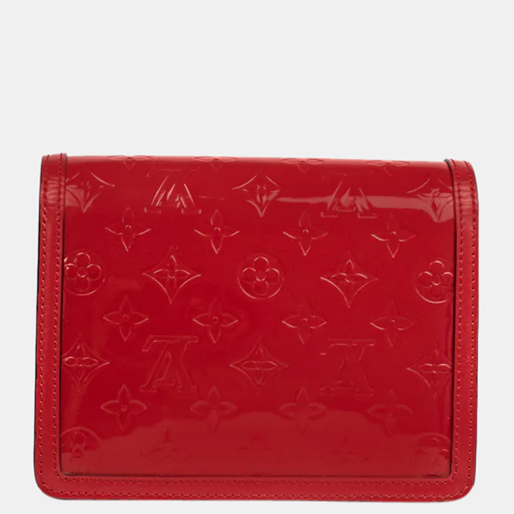 LOUIS VUITTON Dauphine Verni Shoulder Bag In Red Patent Leather