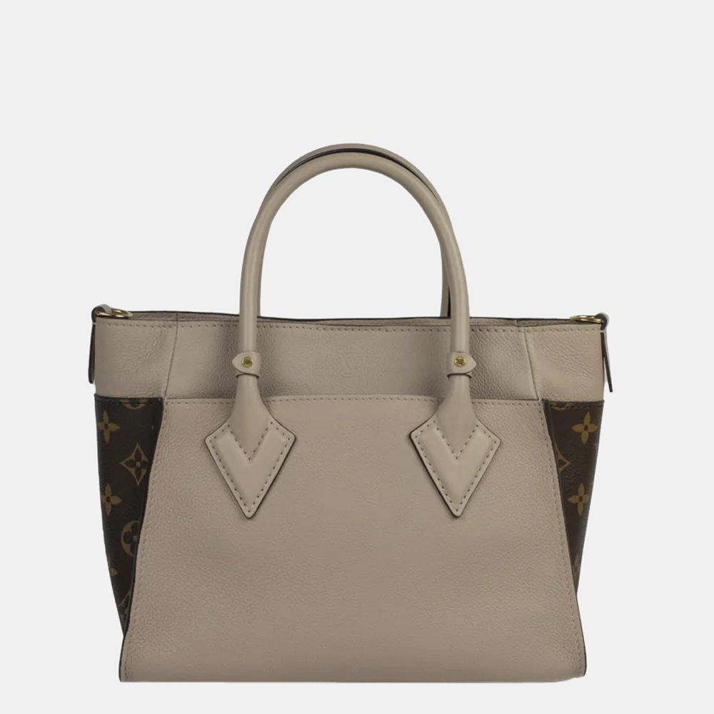 Louis Vuitton Beige Leather And Monogram Canvas On My Side MM Bag
