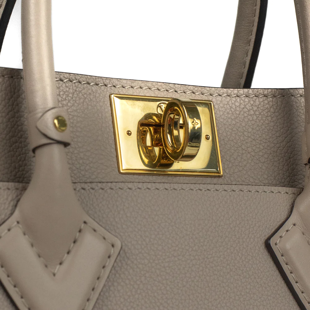 Louis Vuitton Beige Leather And Monogram Canvas On My Side MM Bag