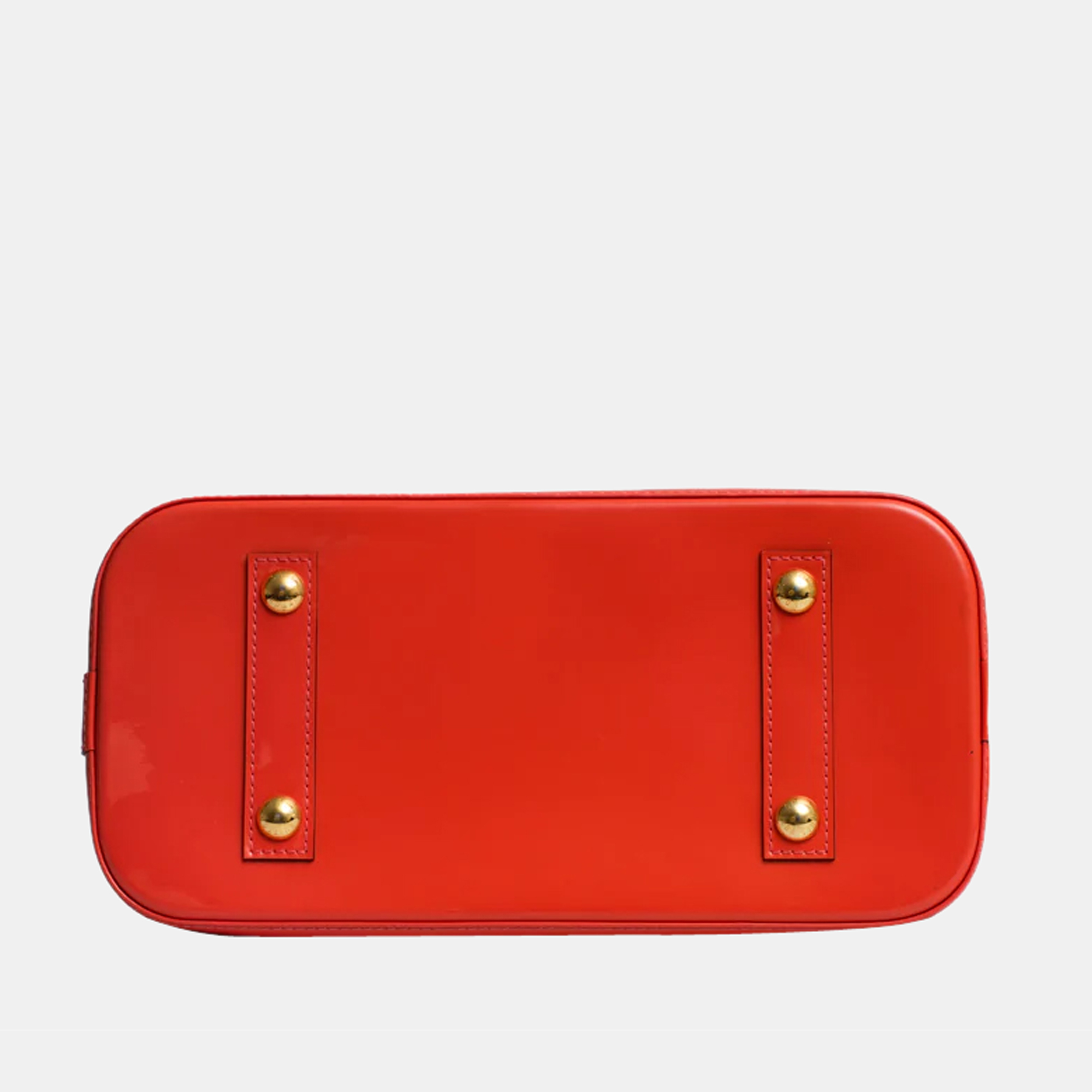 Louis Vuitton Orange Monogram Vernis Leather BB Alma Top Handle Bag
