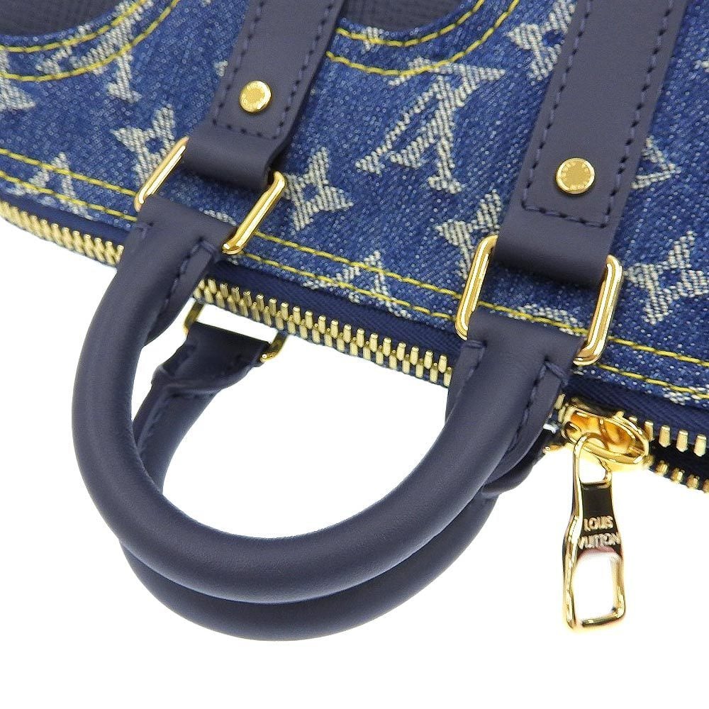 Louis Vuitton X Nigo Blue Monogram Denim And Taurillon Leather Keepall Bandouliere XS Bag