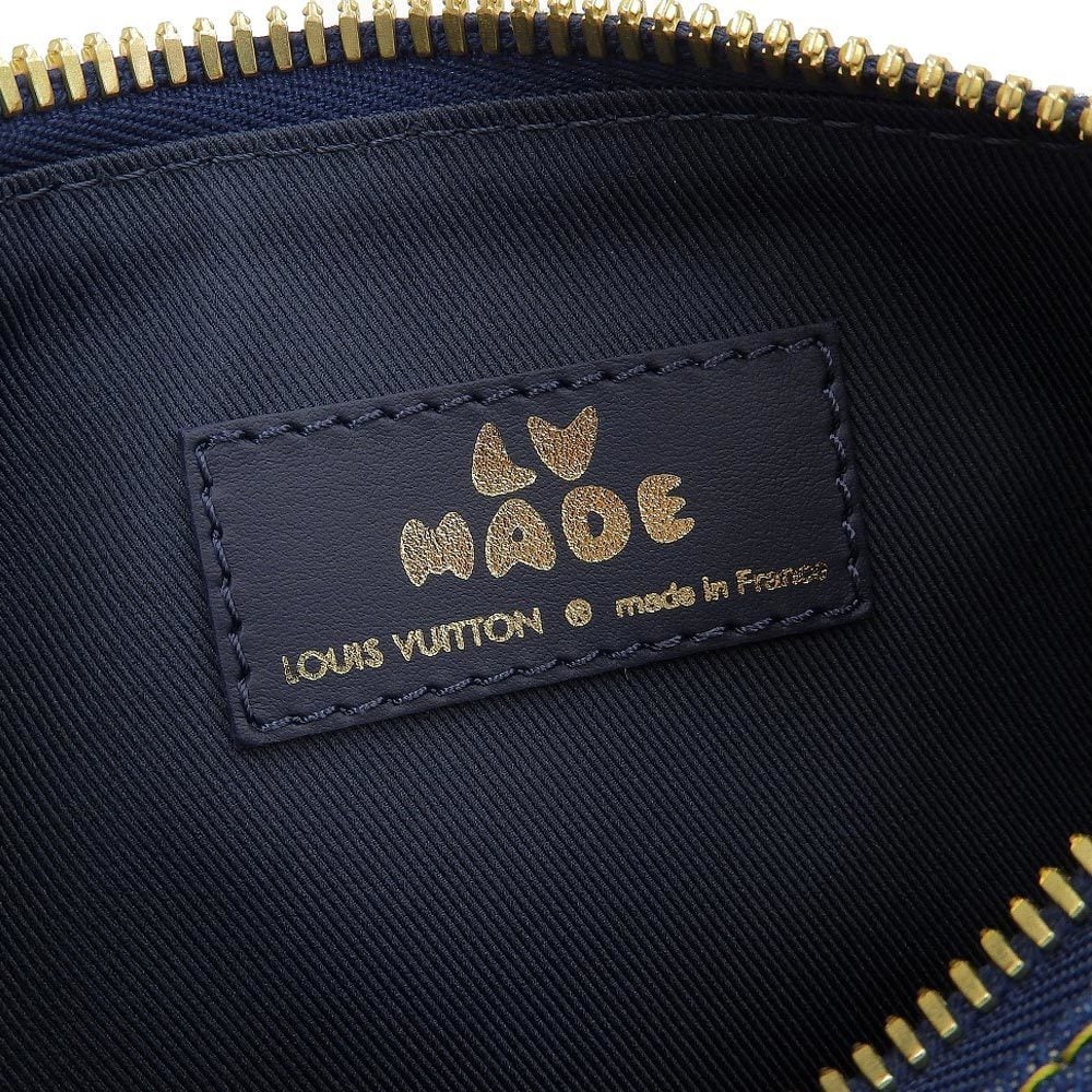 Louis Vuitton X Nigo Blue Monogram Denim And Taurillon Leather Keepall Bandouliere XS Bag