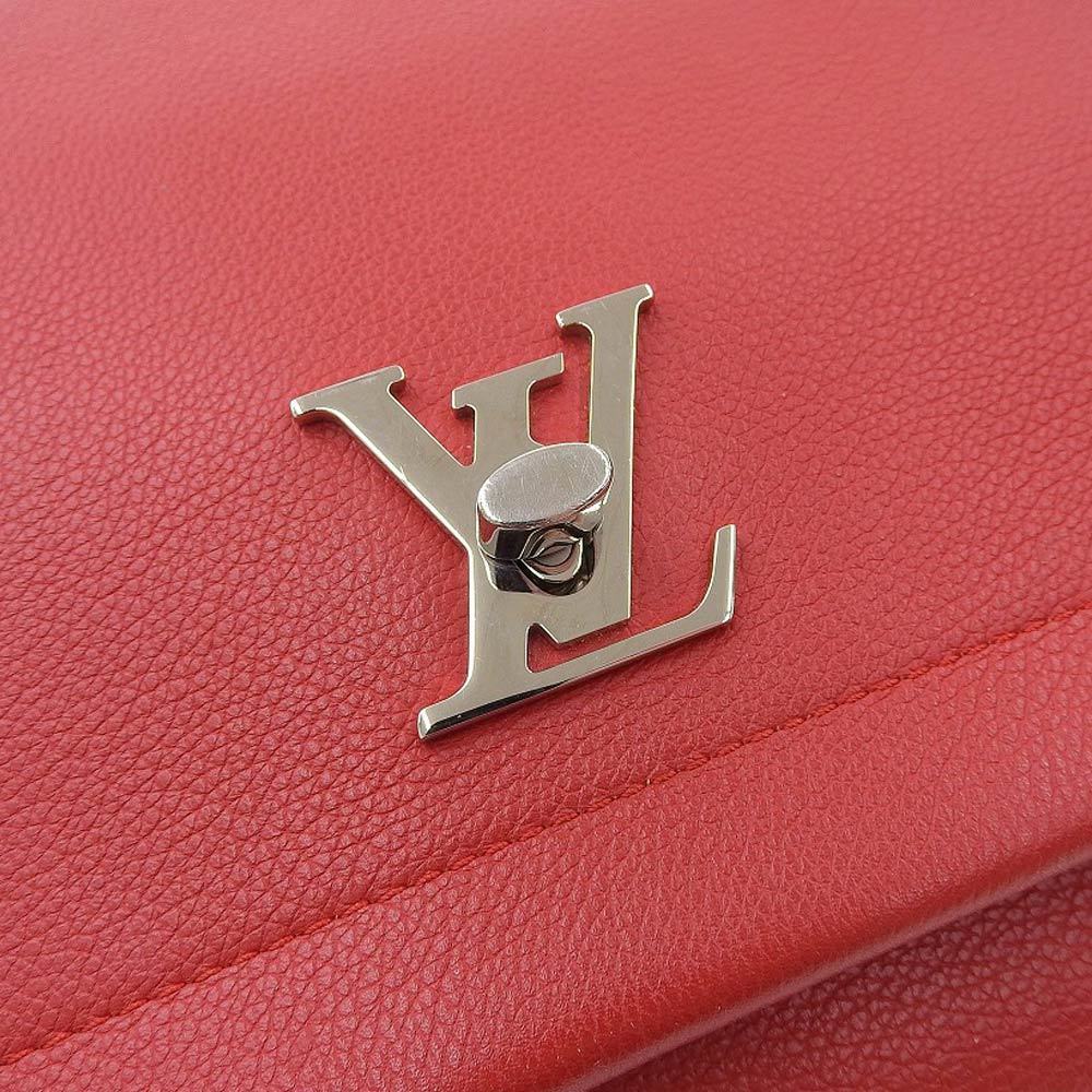 Louis Vuitton Ruby Red Leather Lockme II Top Handle Bag