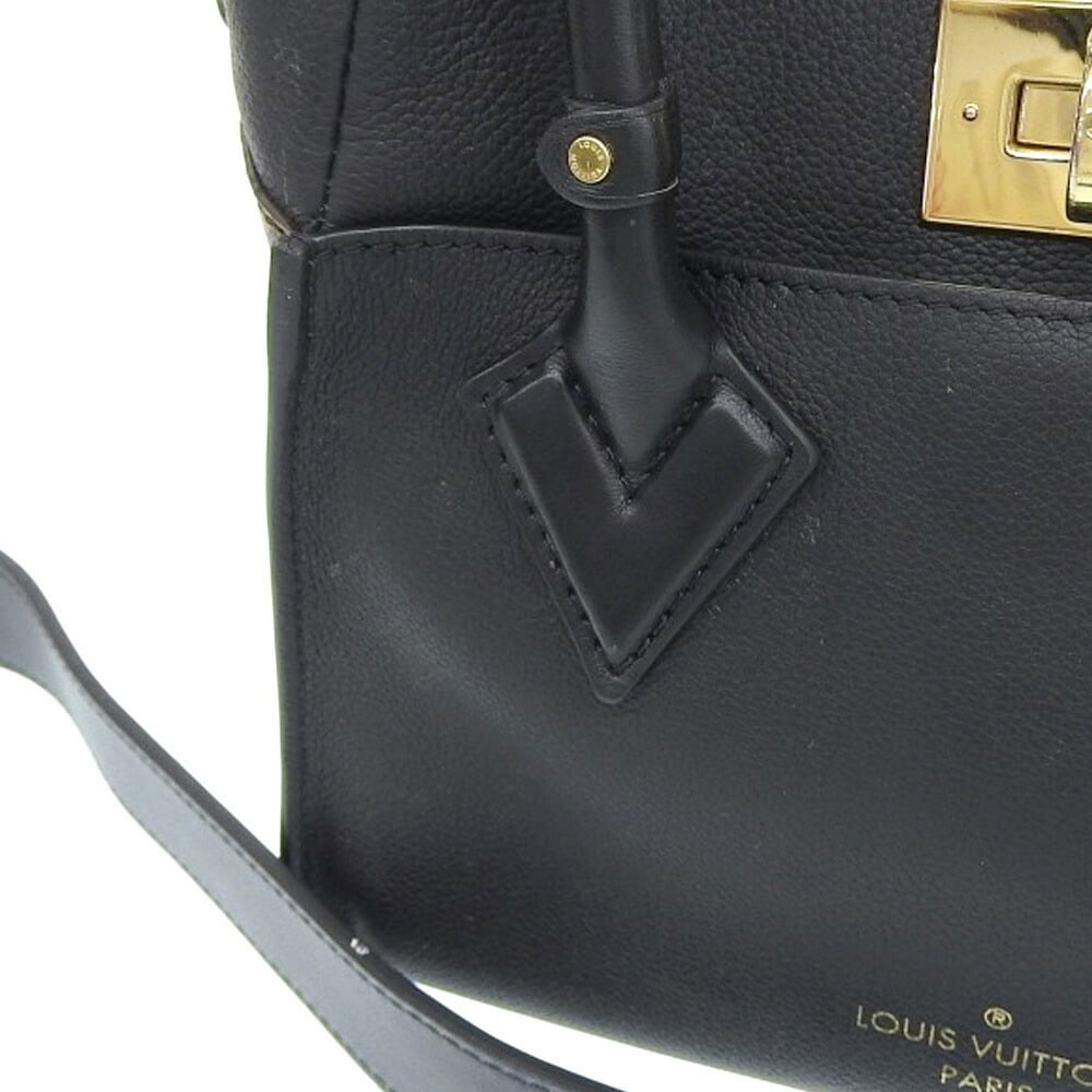 Louis Vuitton Black Leather And Monogram On My Side PM Tote Bag