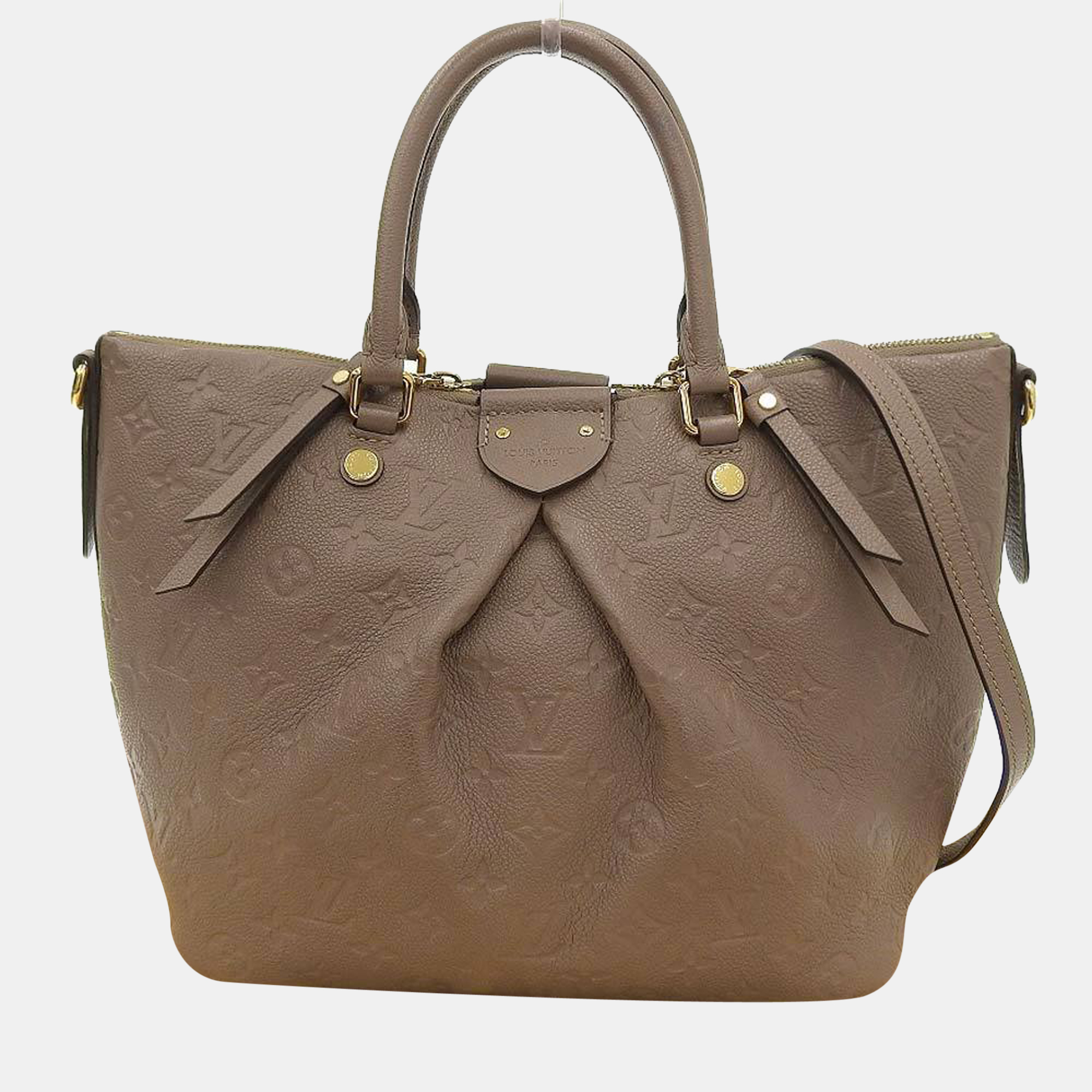 Louis vuitton beige monogram empreinte leather mazarine mm top handle bag