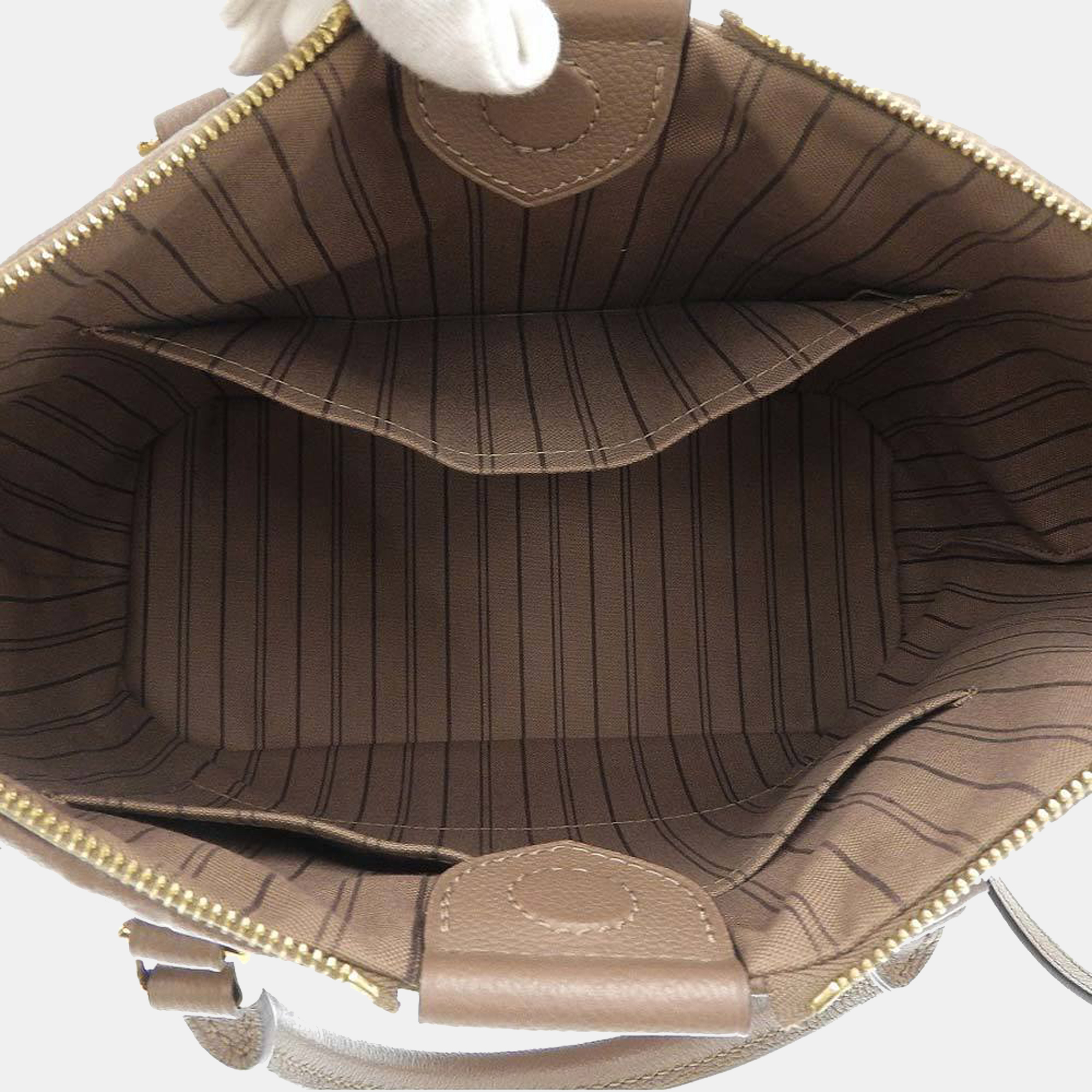 Louis Vuitton Beige Monogram Empreinte Leather Mazarine MM Top Handle Bag