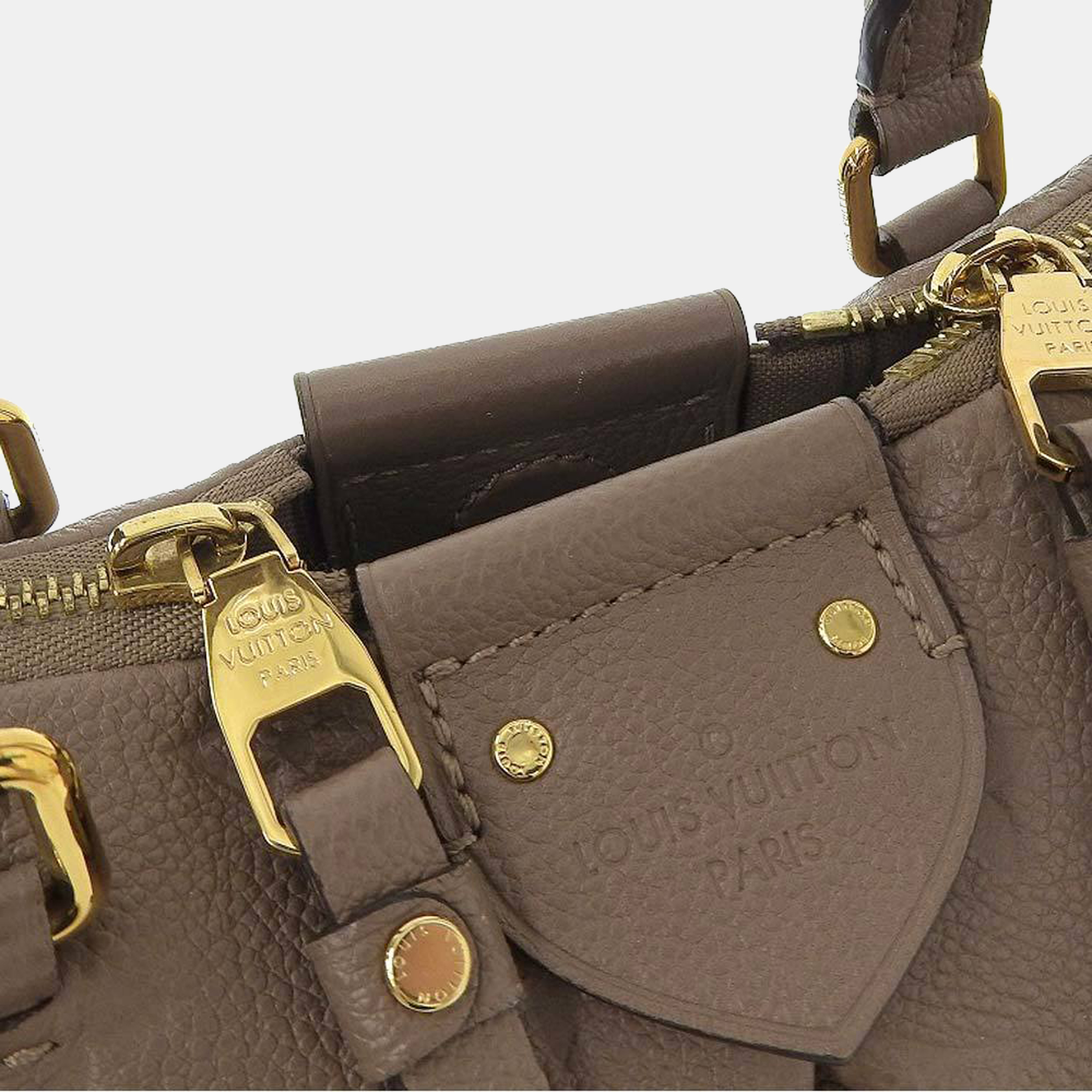 Louis Vuitton Beige Monogram Empreinte Leather Mazarine MM Top Handle Bag