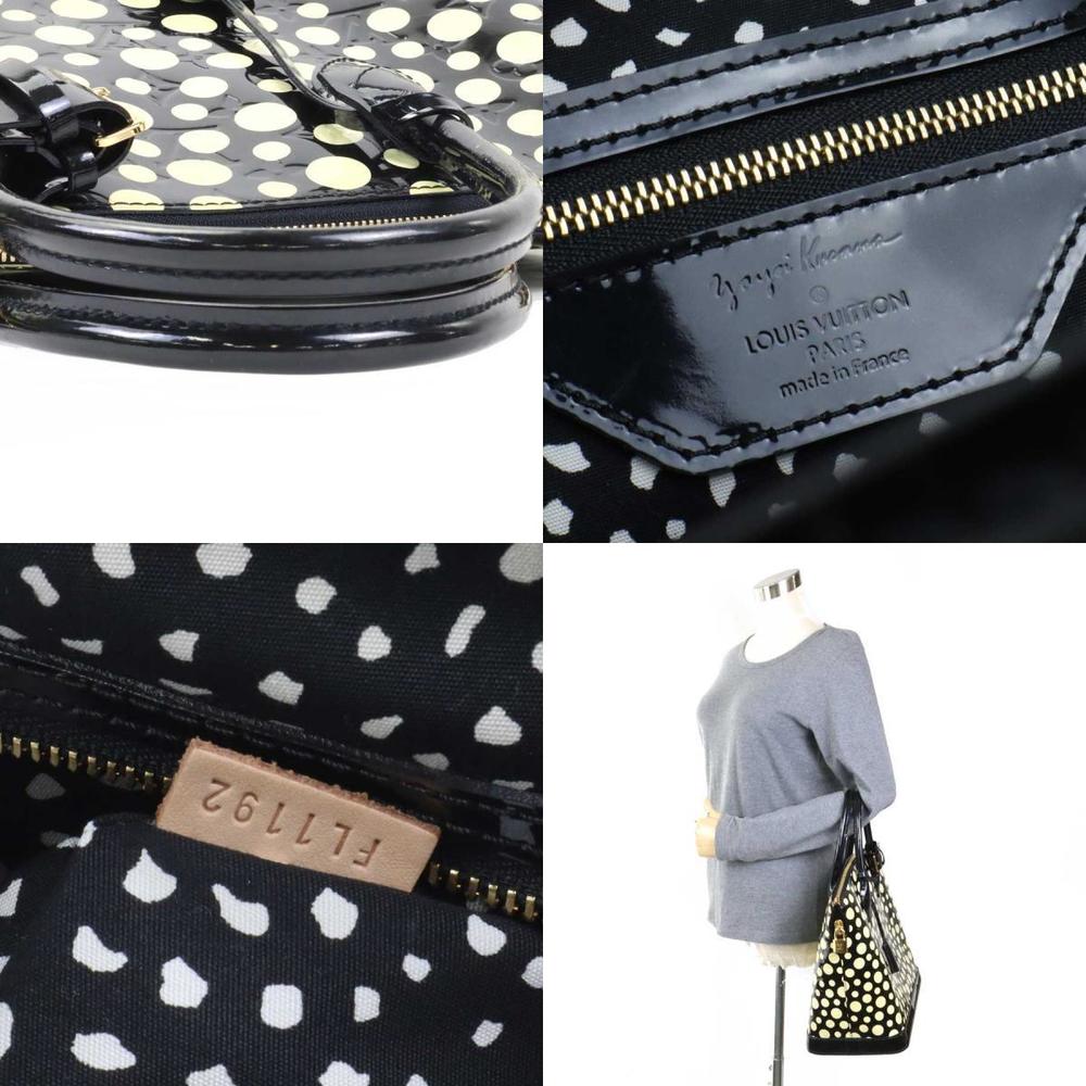 Louis Vuitton Black/White Patent Leather Kusama Infinity Dots Lockit MM Tote Bag