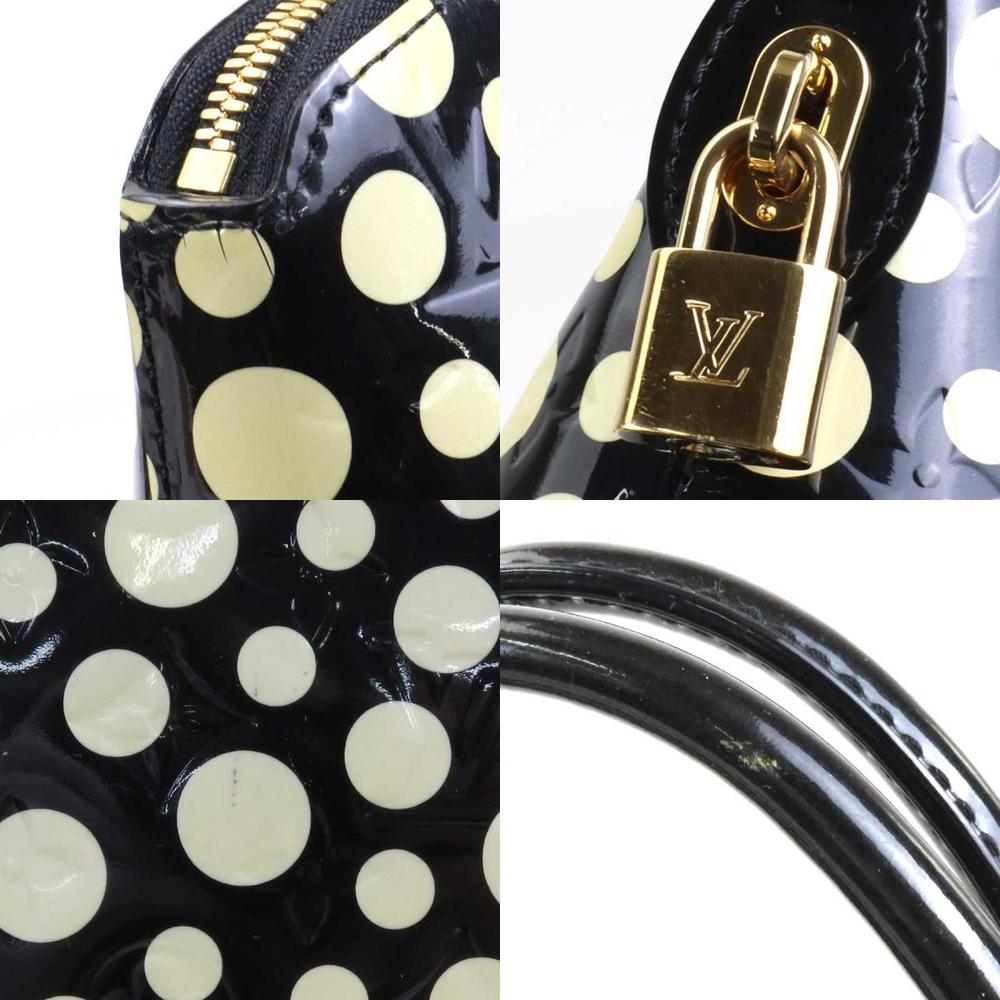 Louis Vuitton Black/White Patent Leather Kusama Infinity Dots Lockit MM Tote Bag