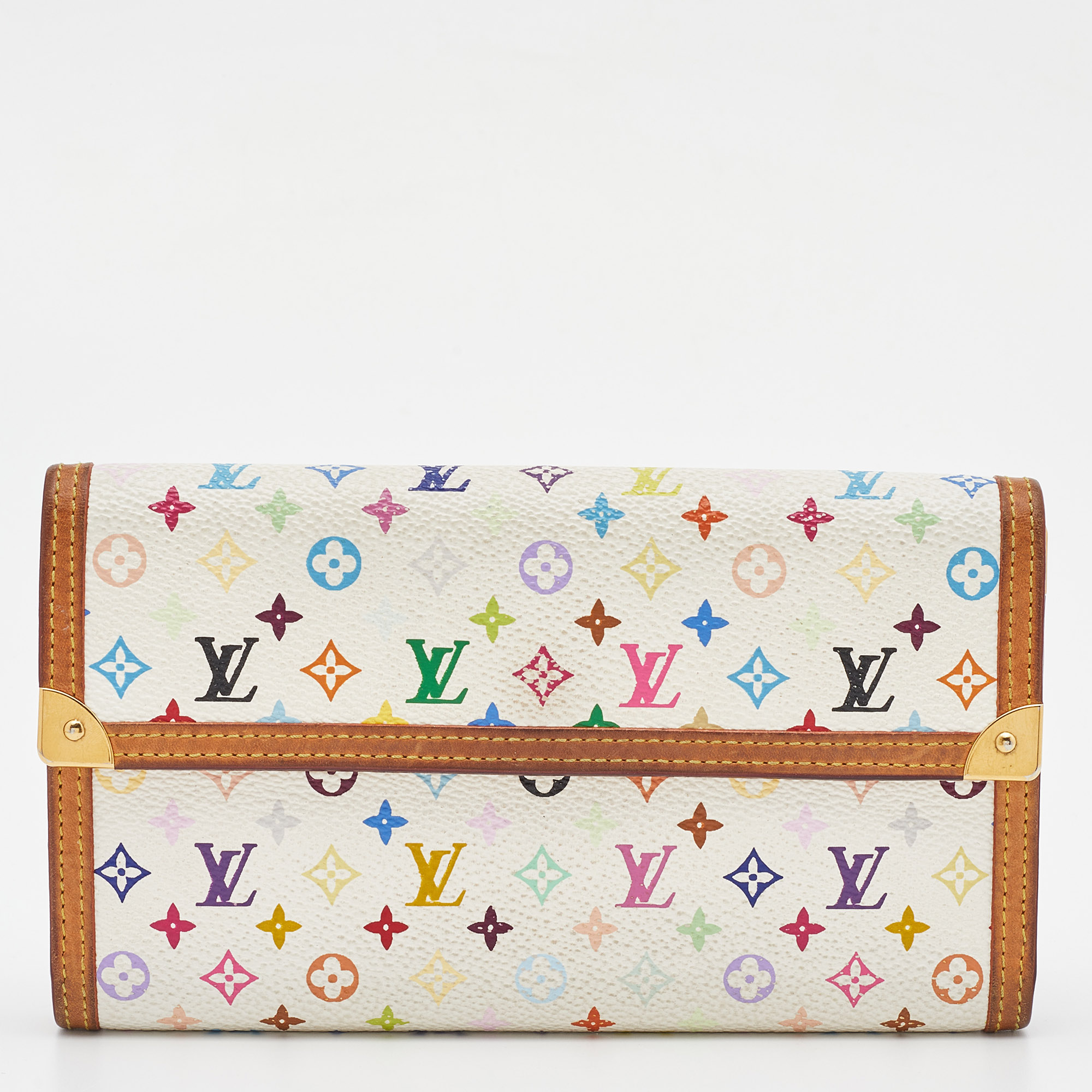 Louis Vuitton White Monogram Multicolored Canvas Porte Tresor International Wallet