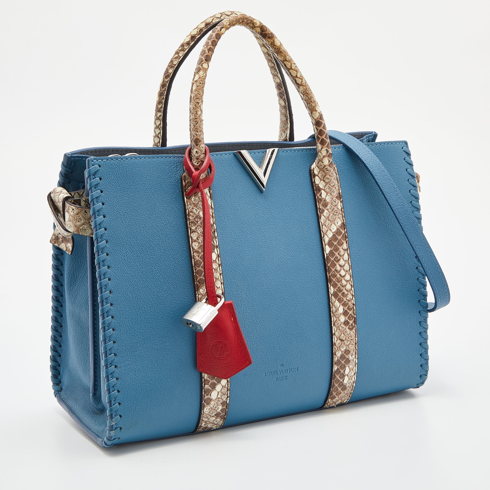 Louis Vuitton Blue Cuir Plume And Python Very Tote