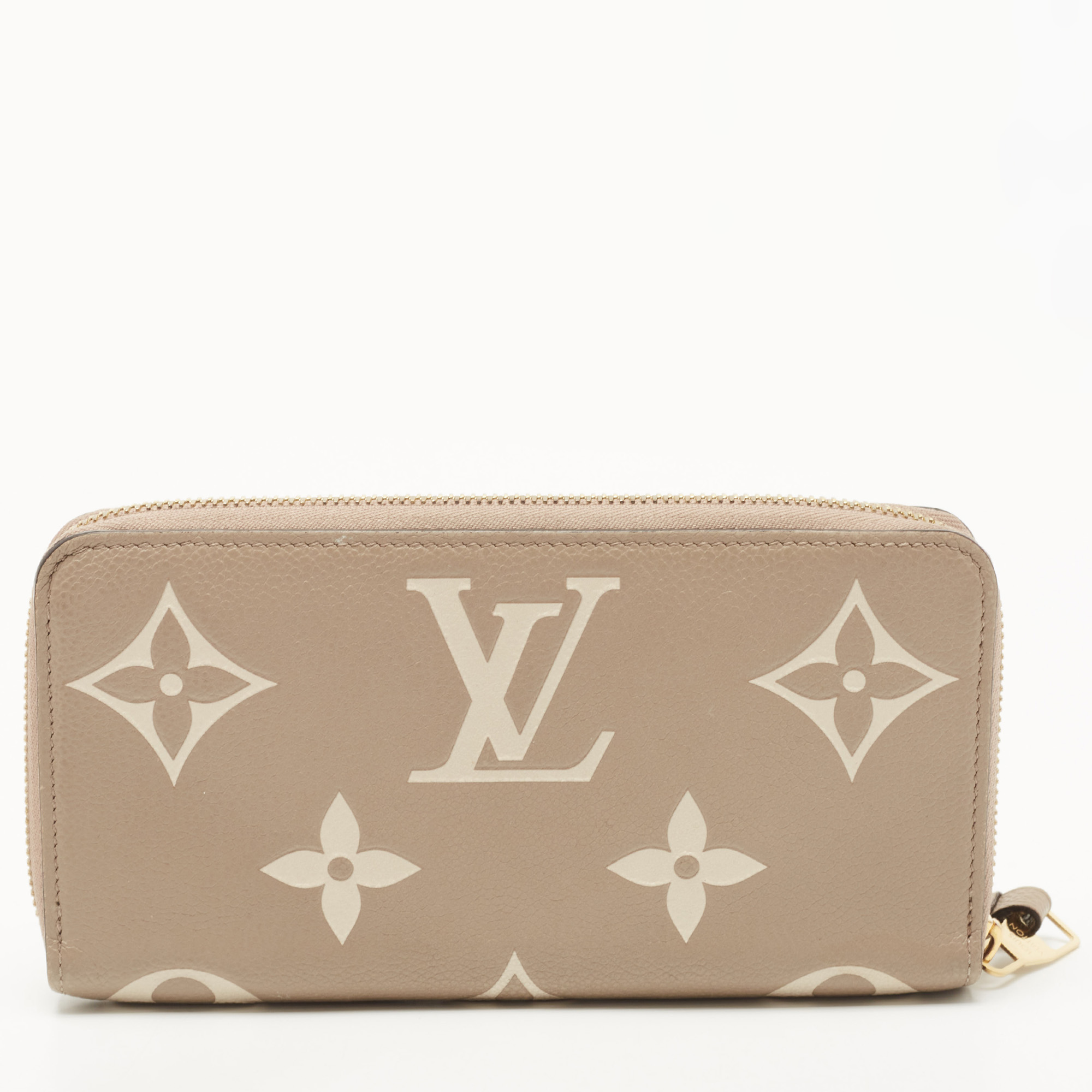 Louis Vuitton Tourterelle/Creme Monogram Empreinte Leather Zippy Wallet