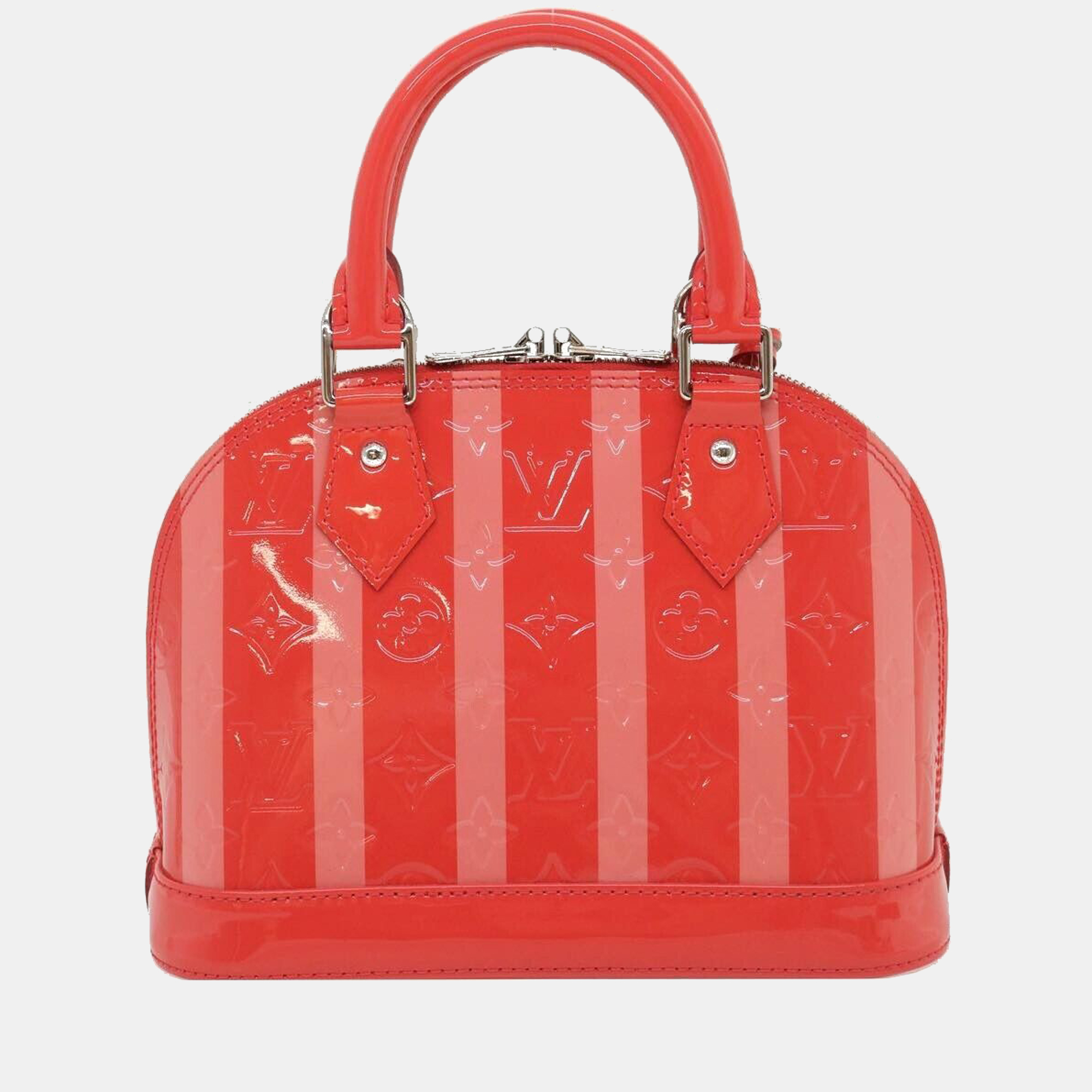 Louis Vuitton Red/Pink Monogram Vernis Rayures Alma BB Bag