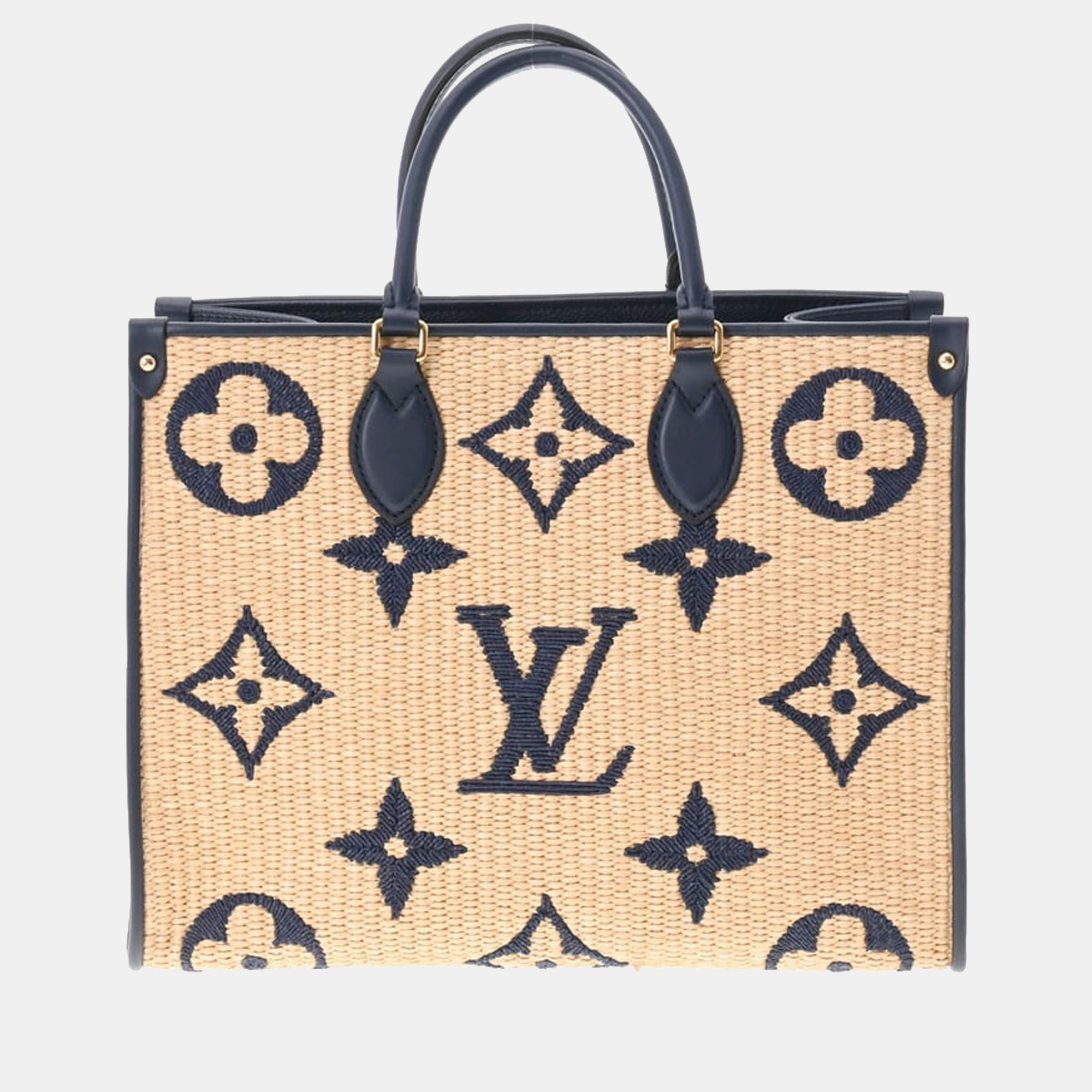 Louis Vuitton Beige/Brown Monogram Giant Raffia OnTheGo MM Tote Bag
