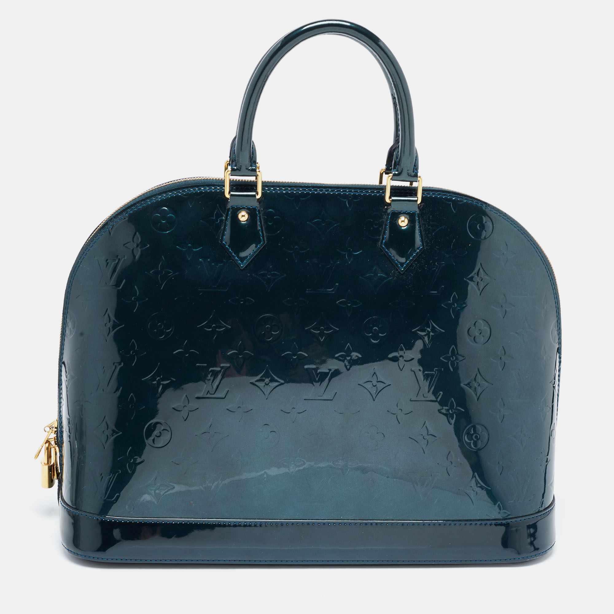 

Louis Vuitton Blue Nuit Monogram Vernis Alma GM Bag, Green
