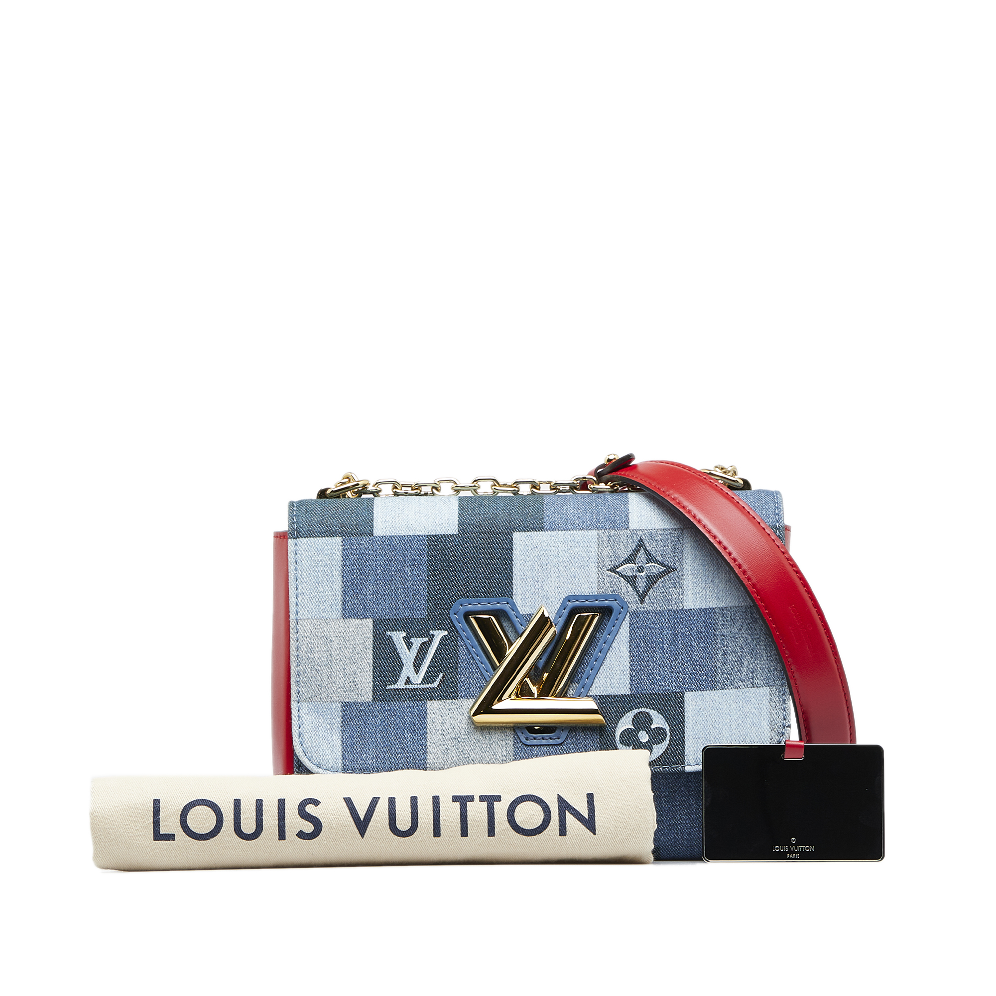 Louis Vuitton Blue Damier Denim Patchwork Twist MM
