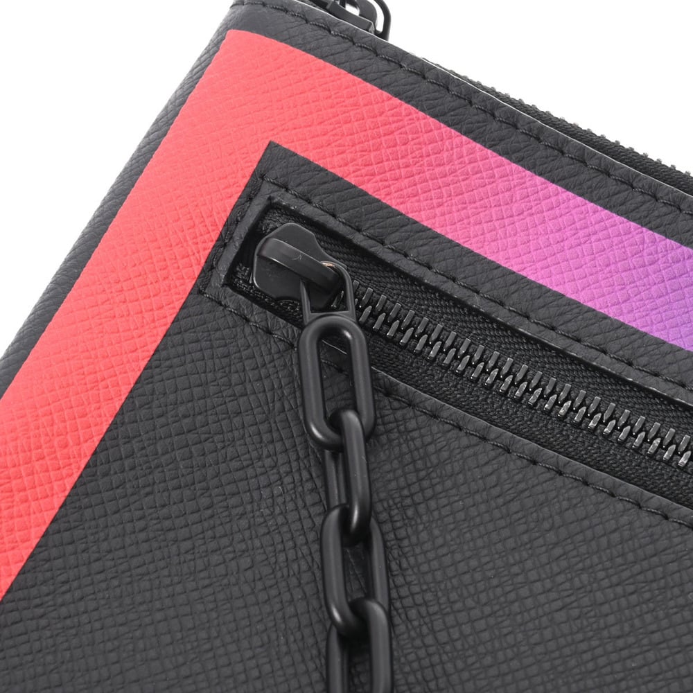 Louis Vuitton Black Leather Taïga Rainbow Pochette A4 Clutch Bag