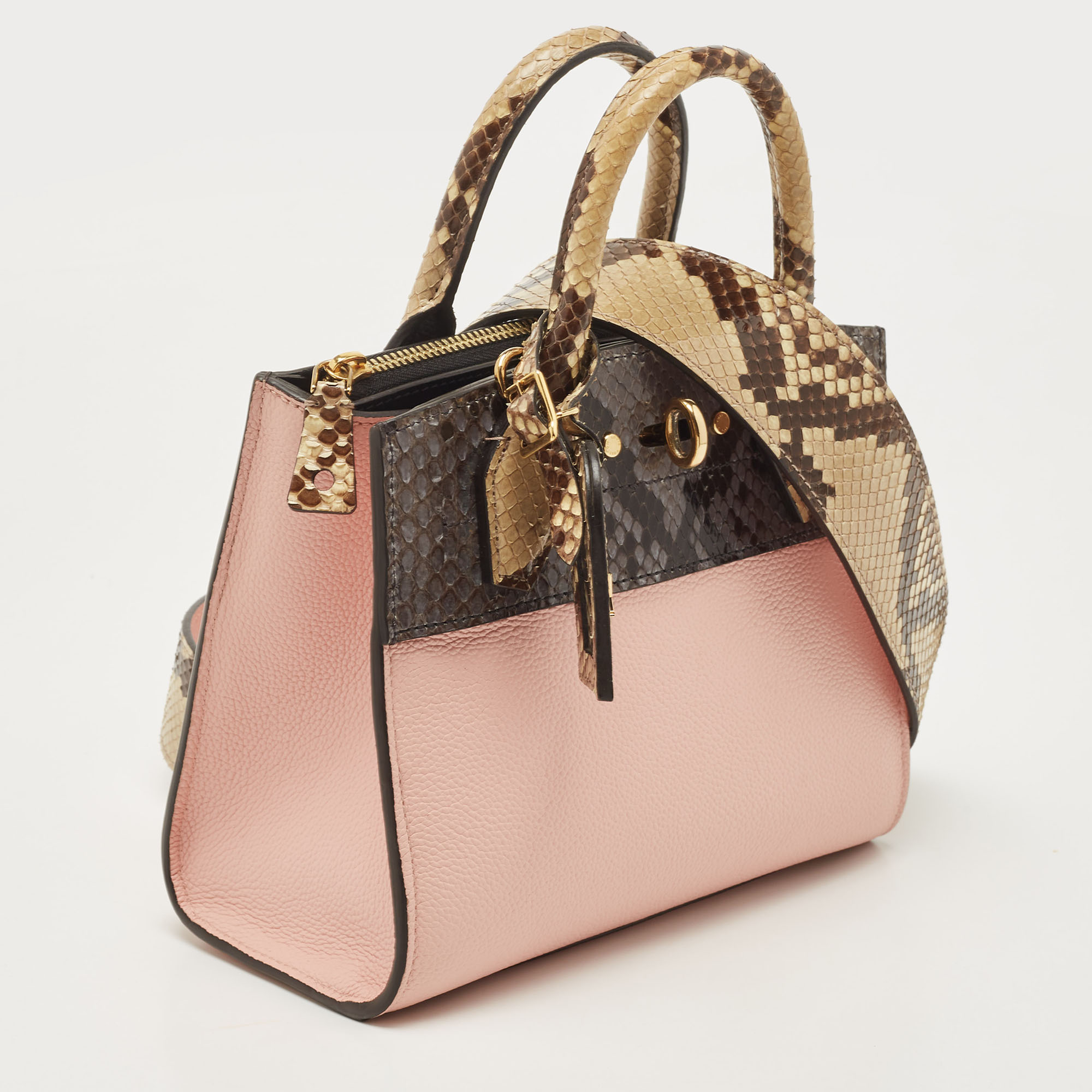 Louis Vuitton Pink/Cream Taurillon Leather And Python City Steamer Mini Bag