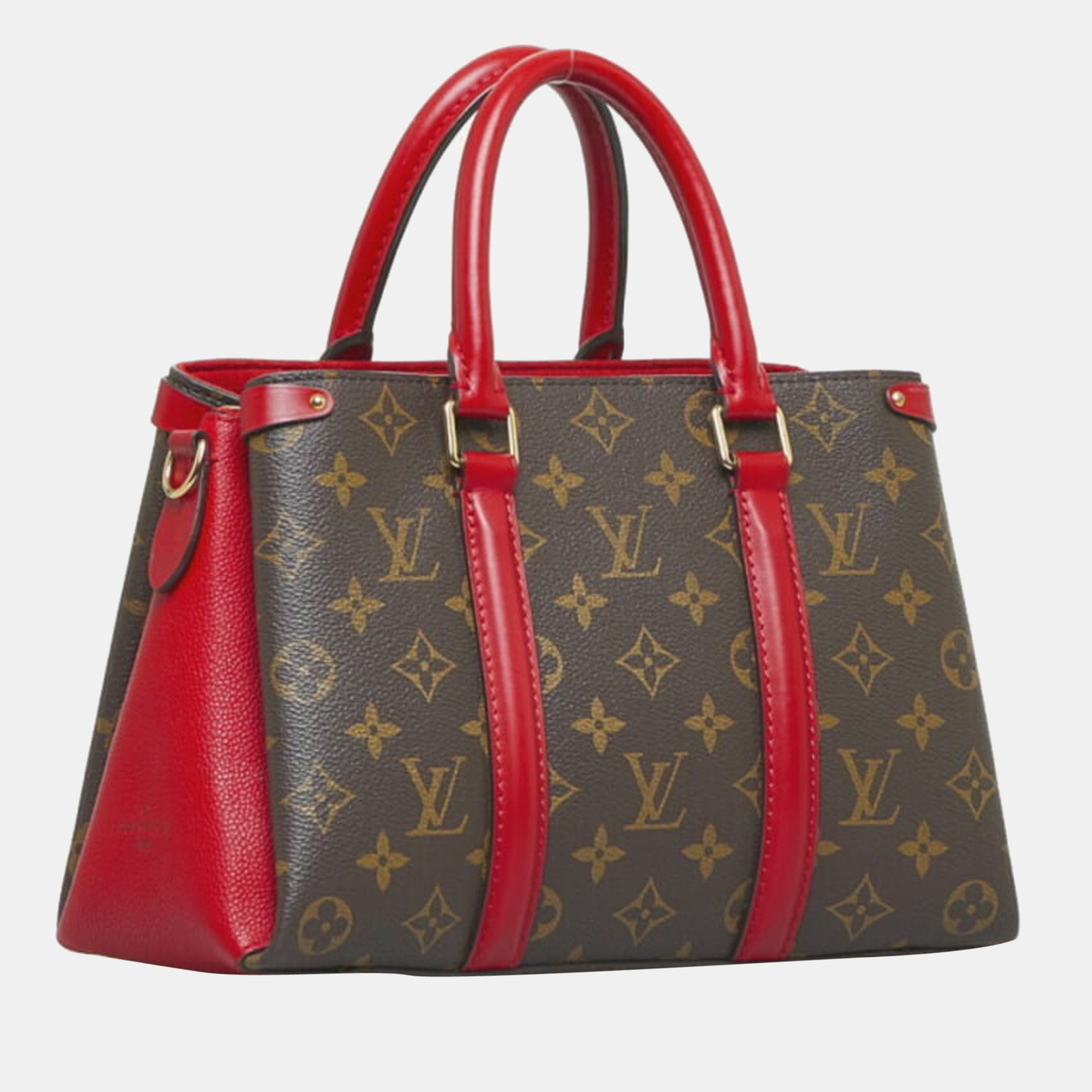 

Louis Vuitton Brown/Red Leather and Monogram Canvas Locky BB Shoulder Bag