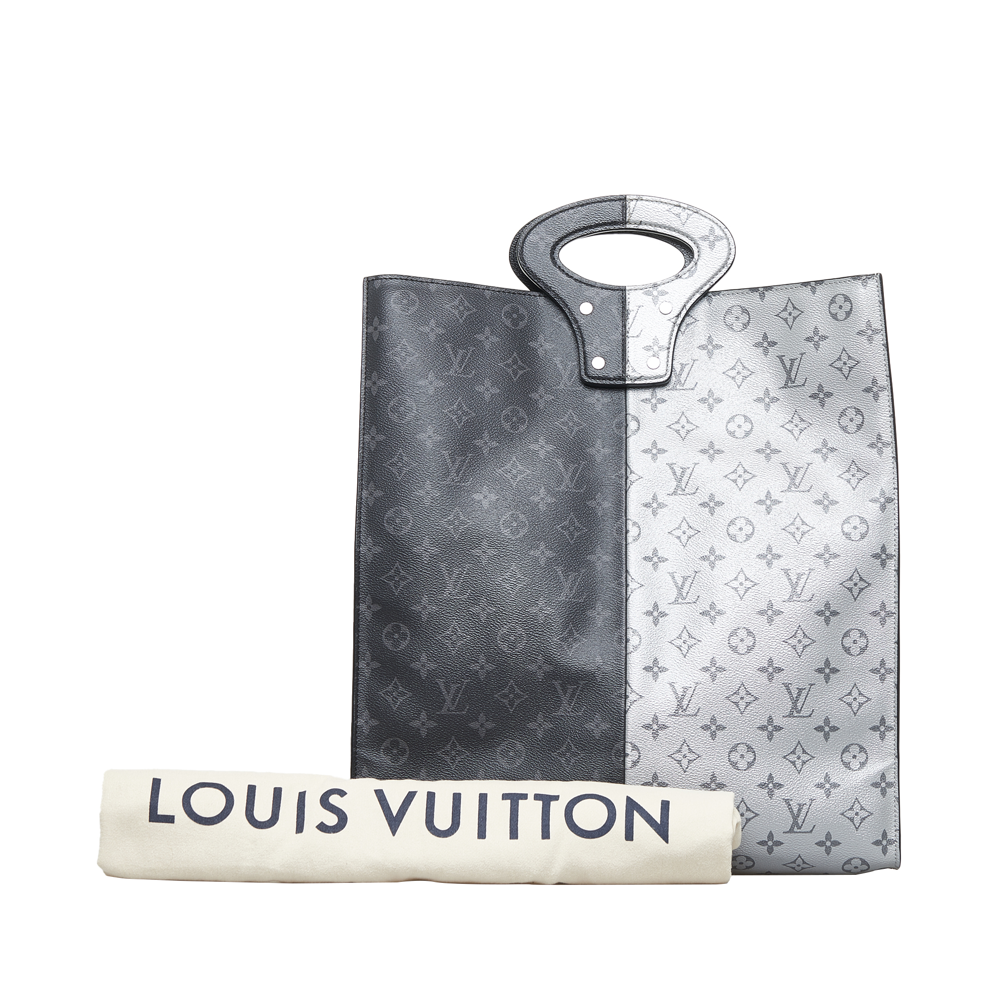 Louis Vuitton Black, Grey Split Monogram Eclipse North South Tote