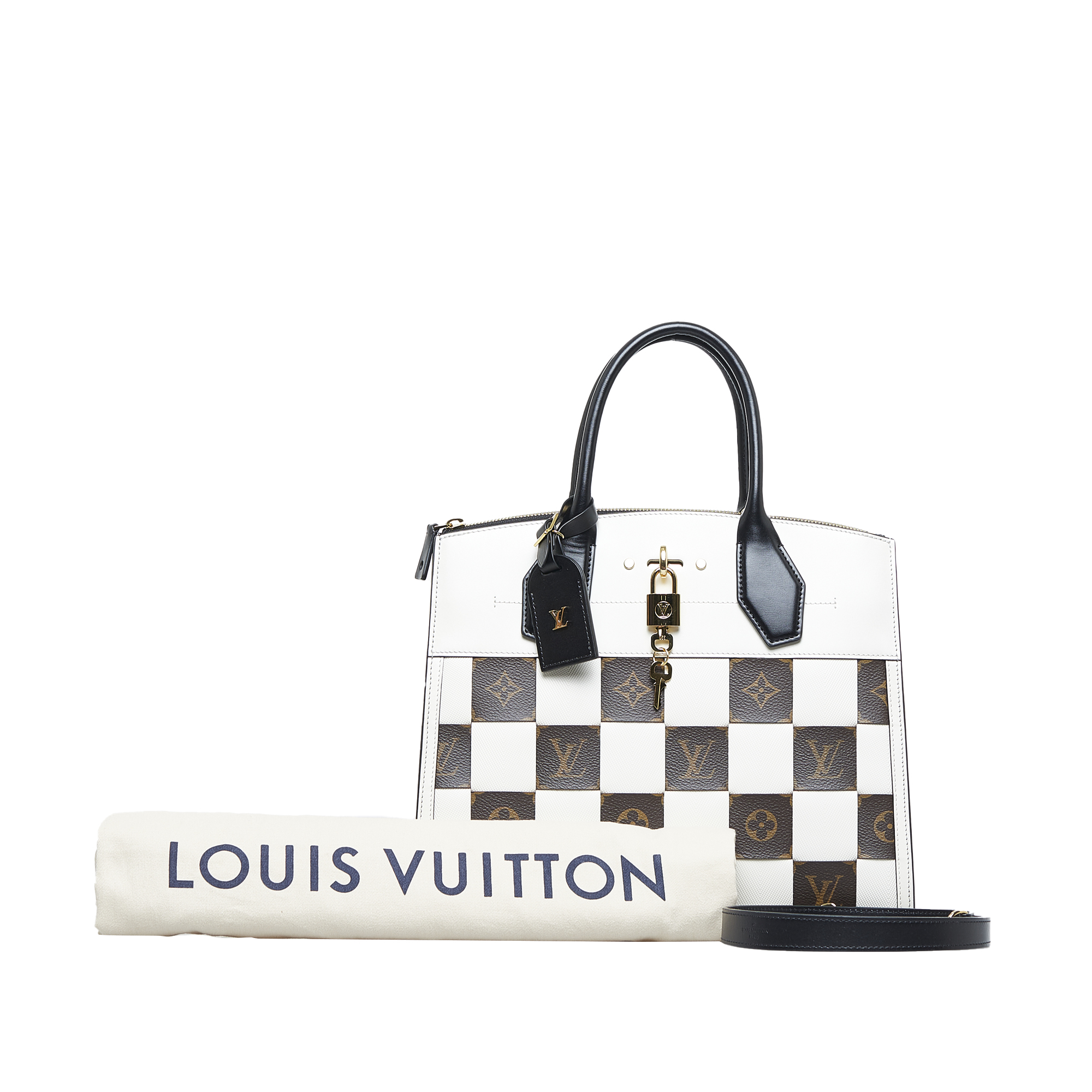 Louis Vuitton White Damier Tressage City Steamer MM