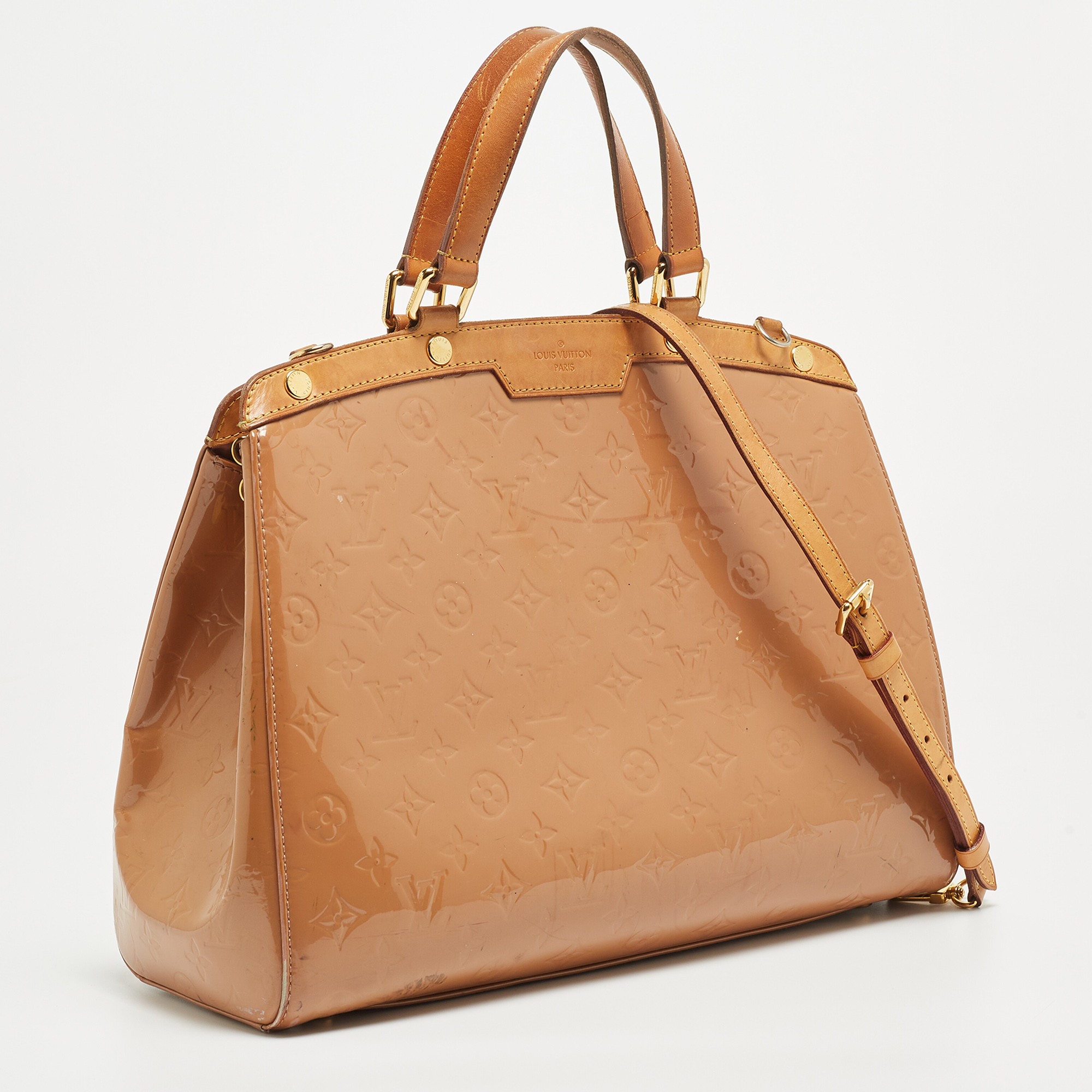 Louis Vuitton Beige Poudre Monogram Vernis Brea GM Bag