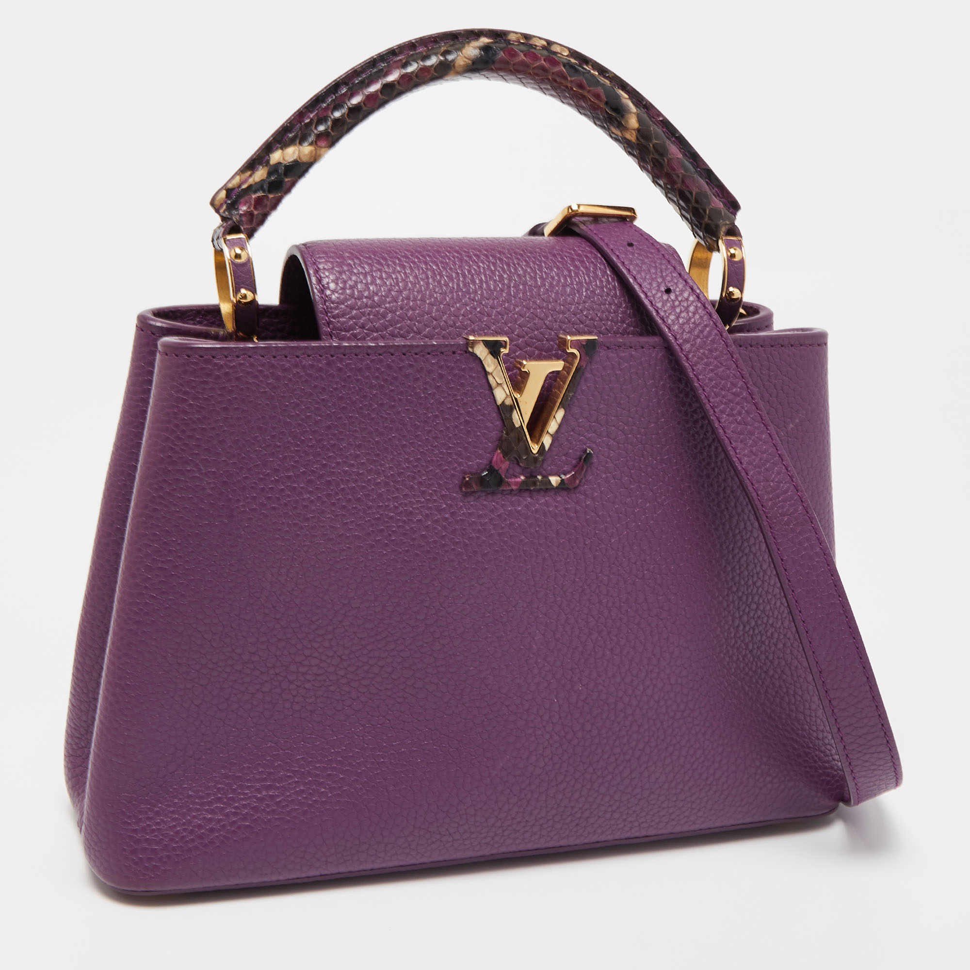 Louis Vuitton Purple Leather And Python Capucines BB Bag