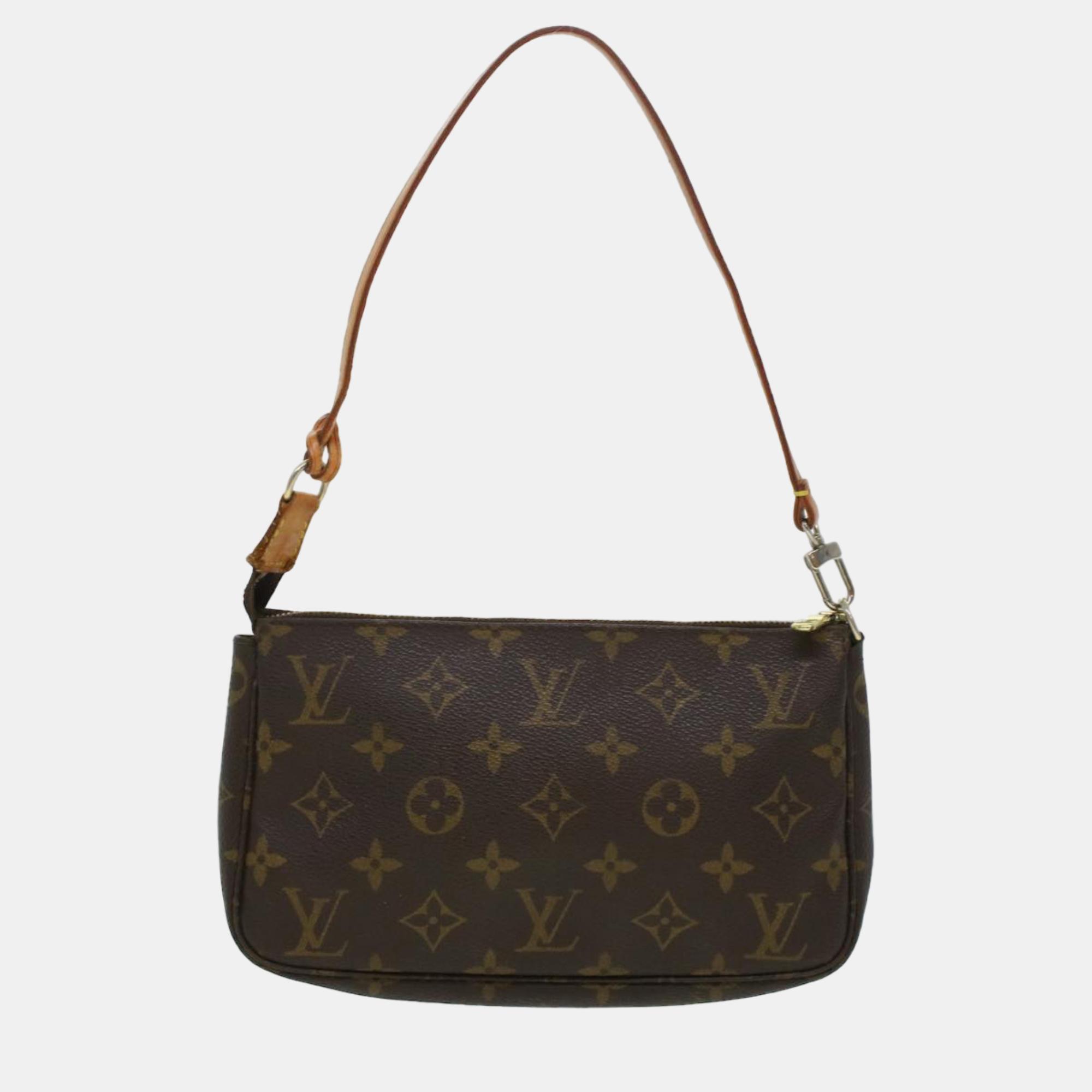 Louis Vuitton Brown Canvas Monogram Pochette Accessoires Clutch Bag