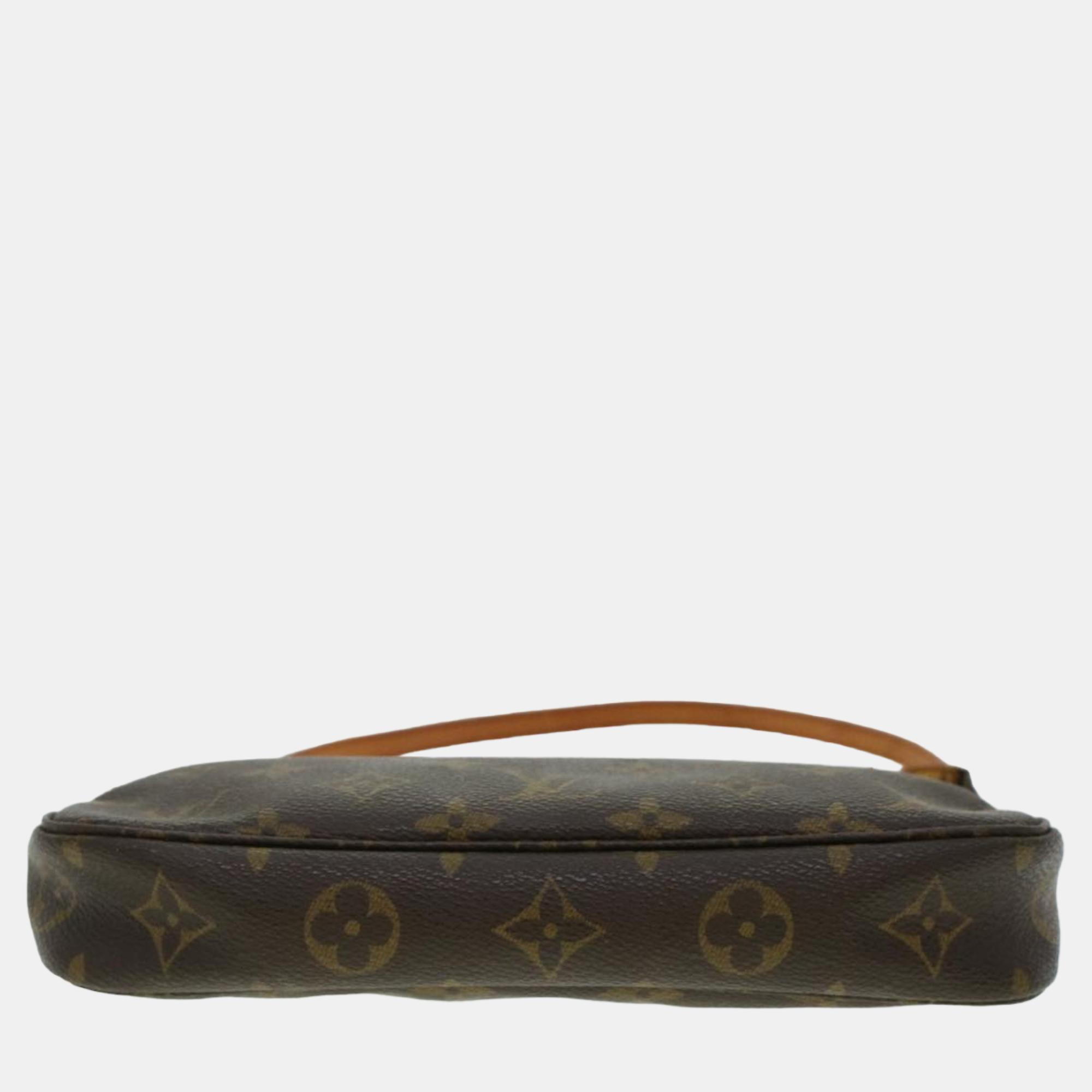 Louis Vuitton Brown Canvas Monogram Pochette Accessoires Clutch Bag
