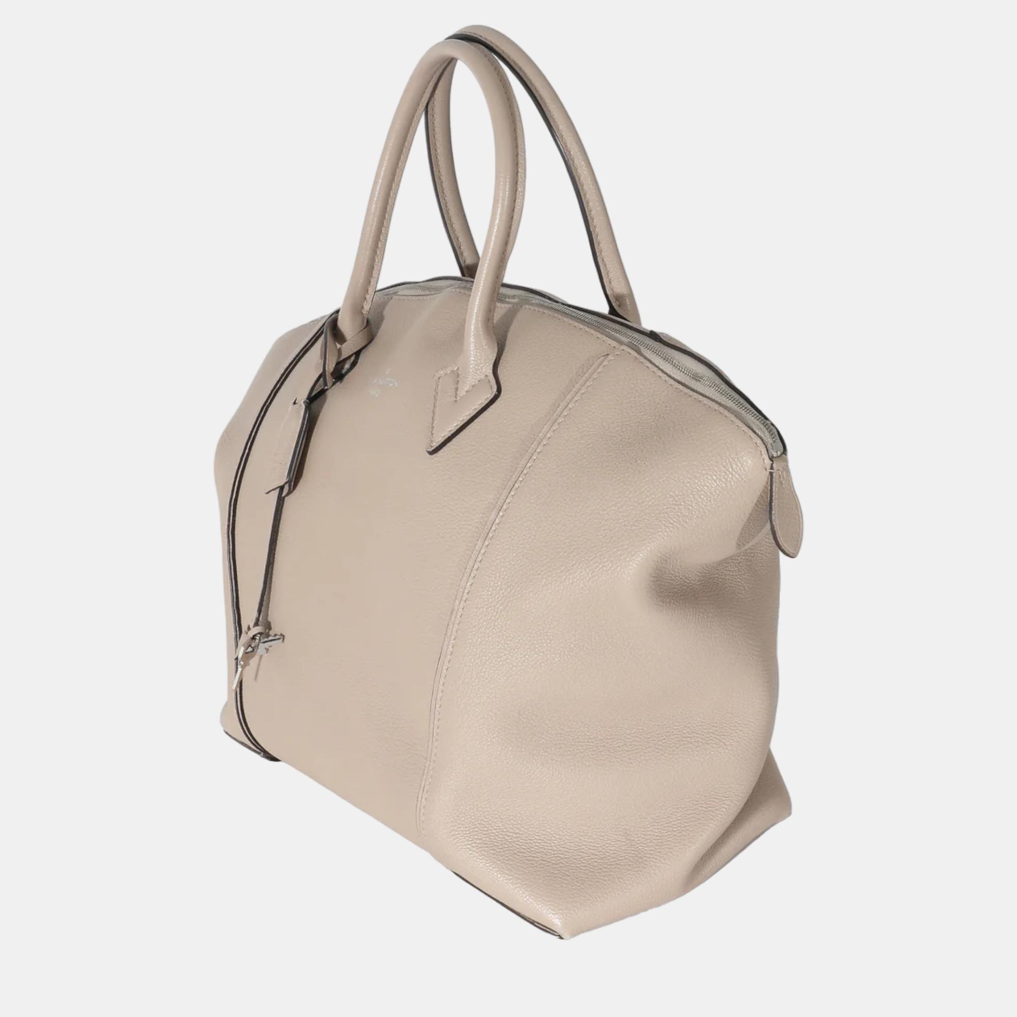 Louis Vuitton Beige Leather Soft Lockit PM Tote Bag